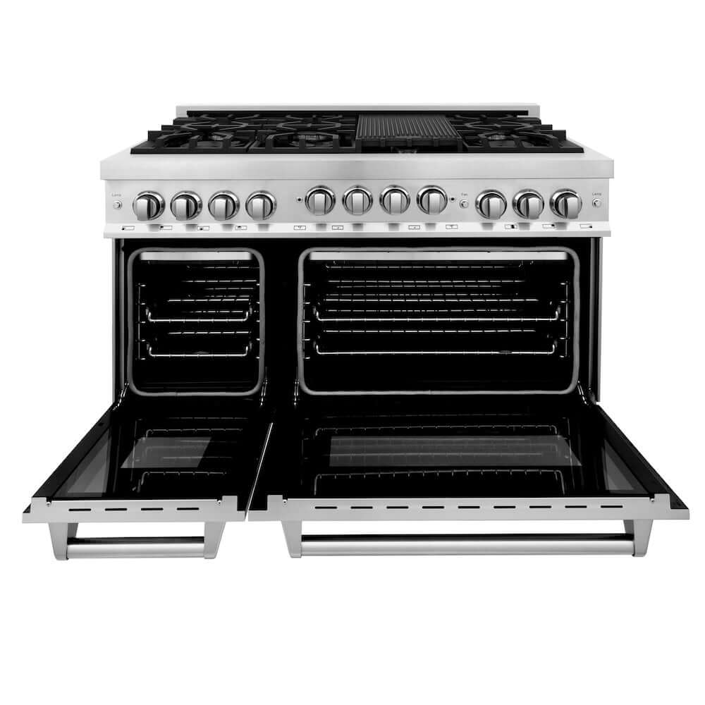 ZLINE 48-Inch Stainless Steel Gas Range with 6.0 cu. ft. Capacity - Natural Gas Stove & Oven (RG48) - Perfect for Modern Kitchens & Professional Cooking