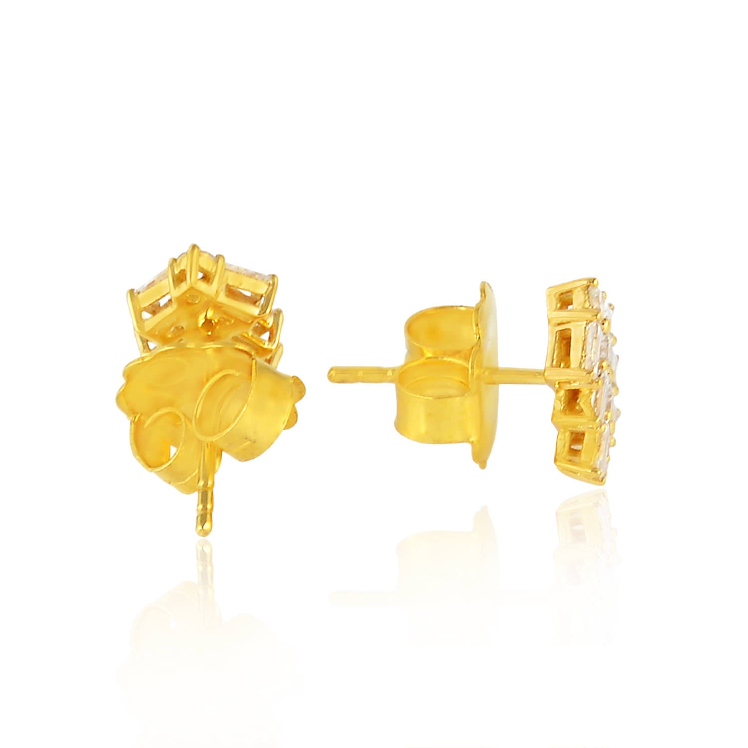 18K Yellow Gold Baguette Cut Diamond Stud Earrings for Women - Luxury Designer Jewelry for Wedding, Anniversary & Special Occasion Gifts
