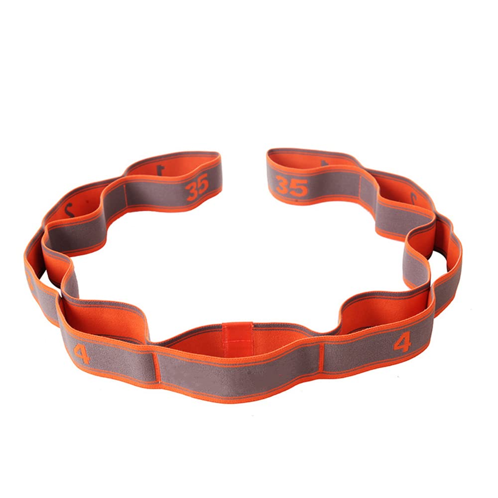 9-Segment Yoga Pull Strap Belt - Latex Elastic Stretching Band for Yoga, Pilates & Gym Fitness - High Resistance Exercise Bands (Orange) - Perfect for Home Workouts, Physical Therapy & Strength Training