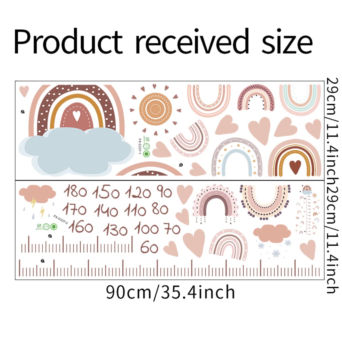 Baby Growth Height Chart - Rainbow Wall Stickers for Nursery & Kids Room | Peel & Stick Wall Decals for Measuring Child's Height - Perfect for Home, Daycare & Playroom Decor