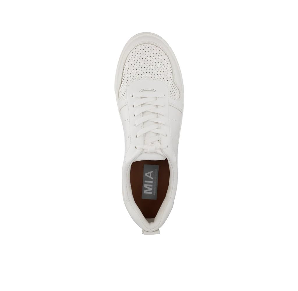 MIA Alta Women's Lace Up Vegan Leather Sneakers - White Size 10 | Casual Fashion Athletic Shoes for Walking, Work & Everyday Wear