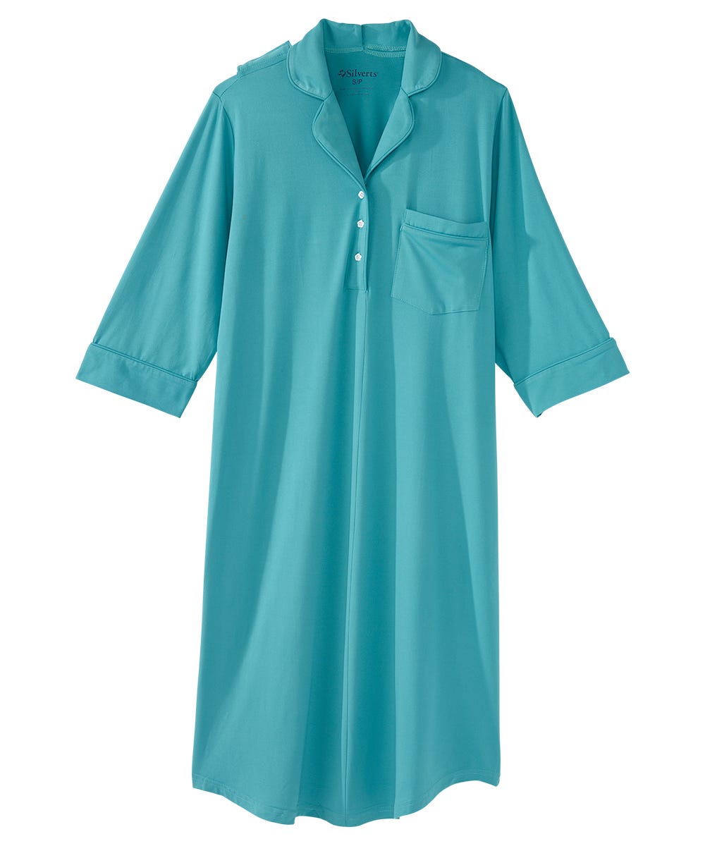 Women's Elegant Open Back Collared Nightgown - Soft Sleepwear for Comfortable Nights & Romantic Evenings - Perfect for Bedtime, Honeymoon & Anniversary Gifts