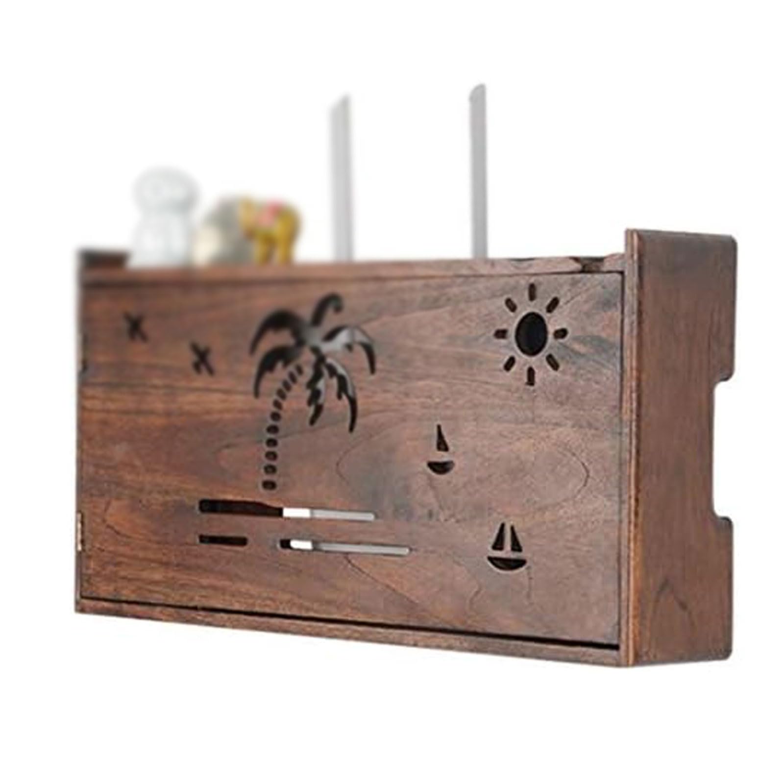 Wall-Mounted WiFi Router Storage Box with Cable Management - Organize and Hide Router, Modem & Cables - Perfect for Home Office, Living Room, and Bedroom Network Setup