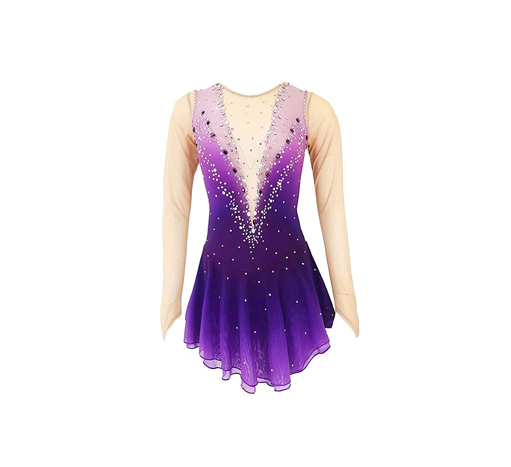 MAOYI Girls' Rhythmic Gymnastics Tights & Figure Skating Dresses - High-Stretch Backless Competition Costumes for Training, Performances & Dance Recitals