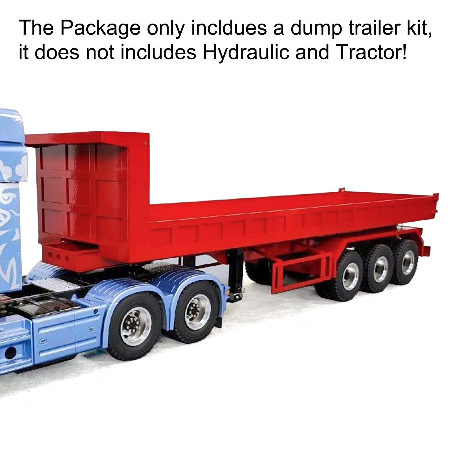 1/14 Scale Metal 3-Axle Remote Control Low Bed Dump Trailer with Electric Legs - No Hydraulic System - Compatible with Tamiya LESU RC Tractor Trucks - Perfect for Construction Site Play & RC Truck Hauling Scenarios