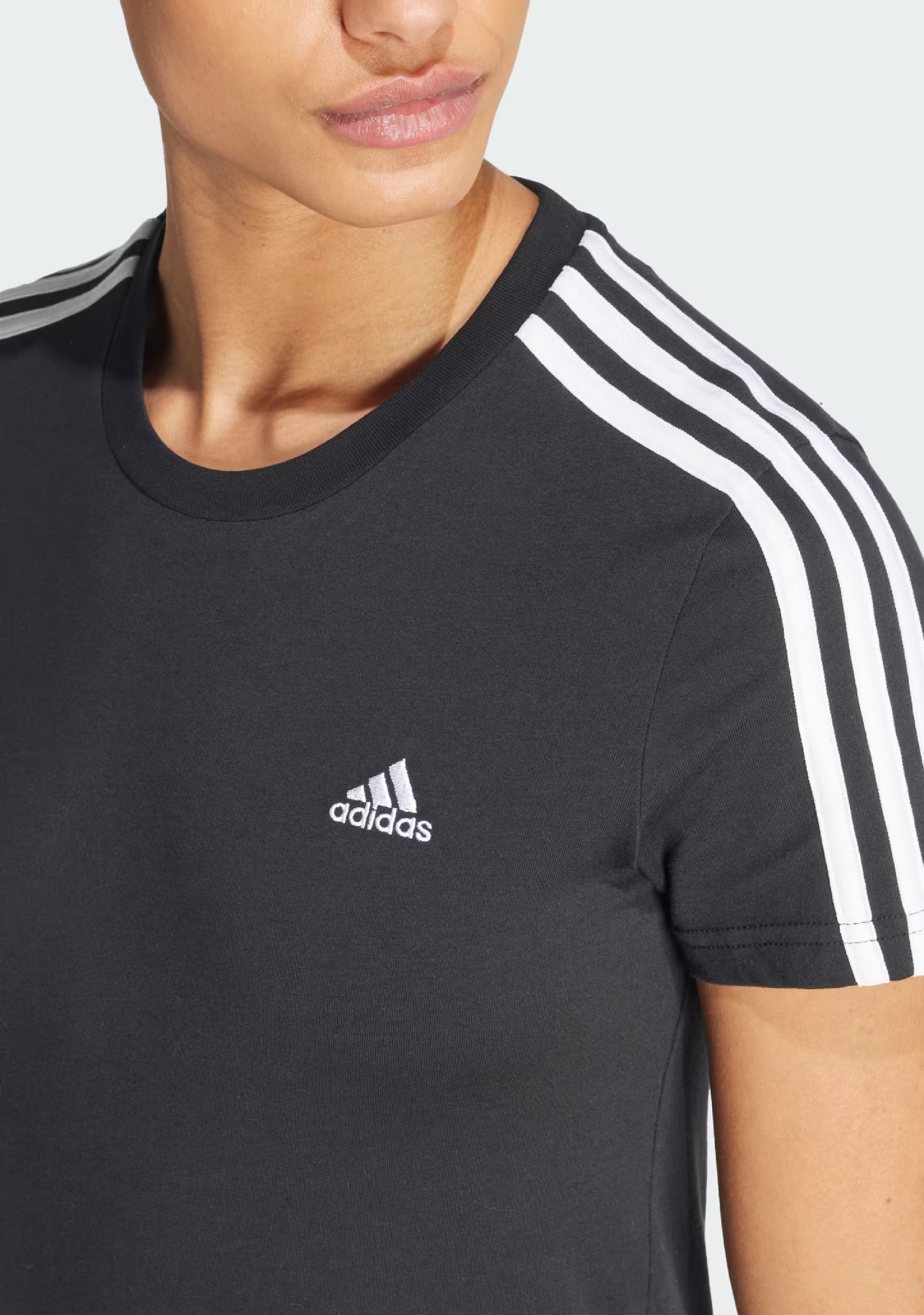 Adidas Women's 3 Stripe T-Shirt - Classic Casual Short Sleeve Cotton Top for Everyday Wear, Gym & Outfits | Perfect for Workouts, Running Errands & Street Style Fashion