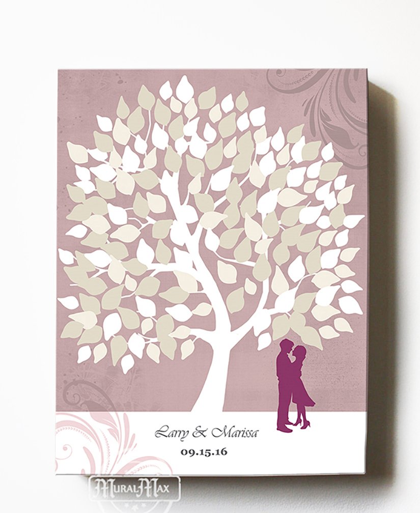 Personalized His & Hers Canvas Wall Art - Custom Romantic Tree with Couples Names & Wedding Date - Unique Anniversary, Housewarming & Newlywed Gift - 16
