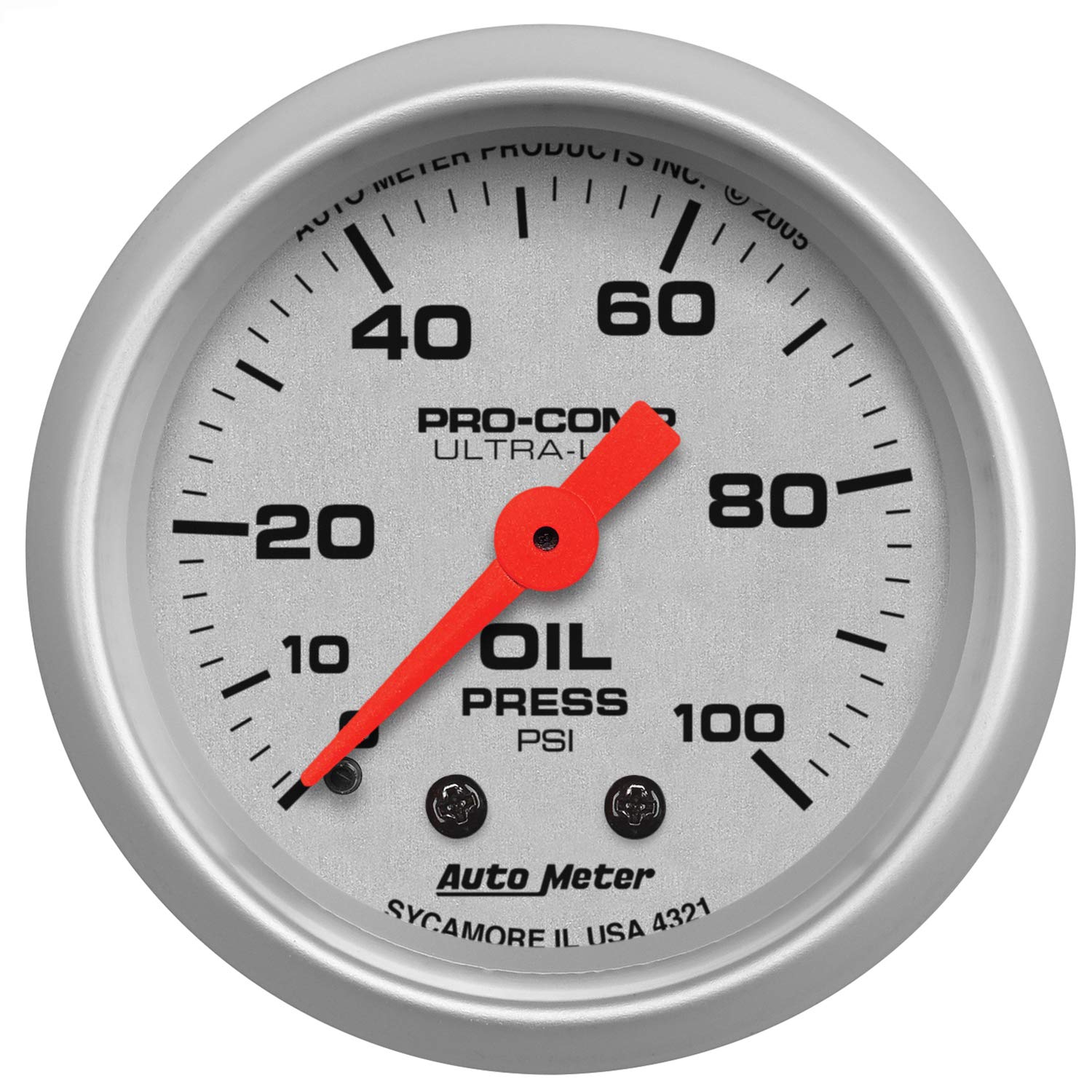 Auto Meter 4321 Ultra-Lite Mechanical Oil Pressure Gauge - 2-5/16