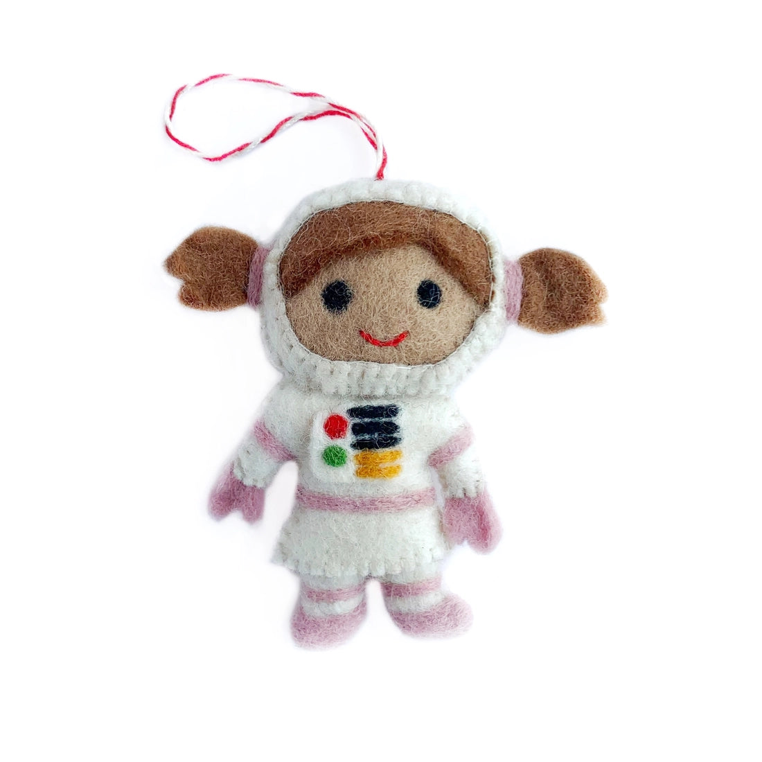 Pink Astronaut Felt Ornament - Handmade Christmas Tree Decoration for Kids Room, Space Themed Party & DIY Craft Projects