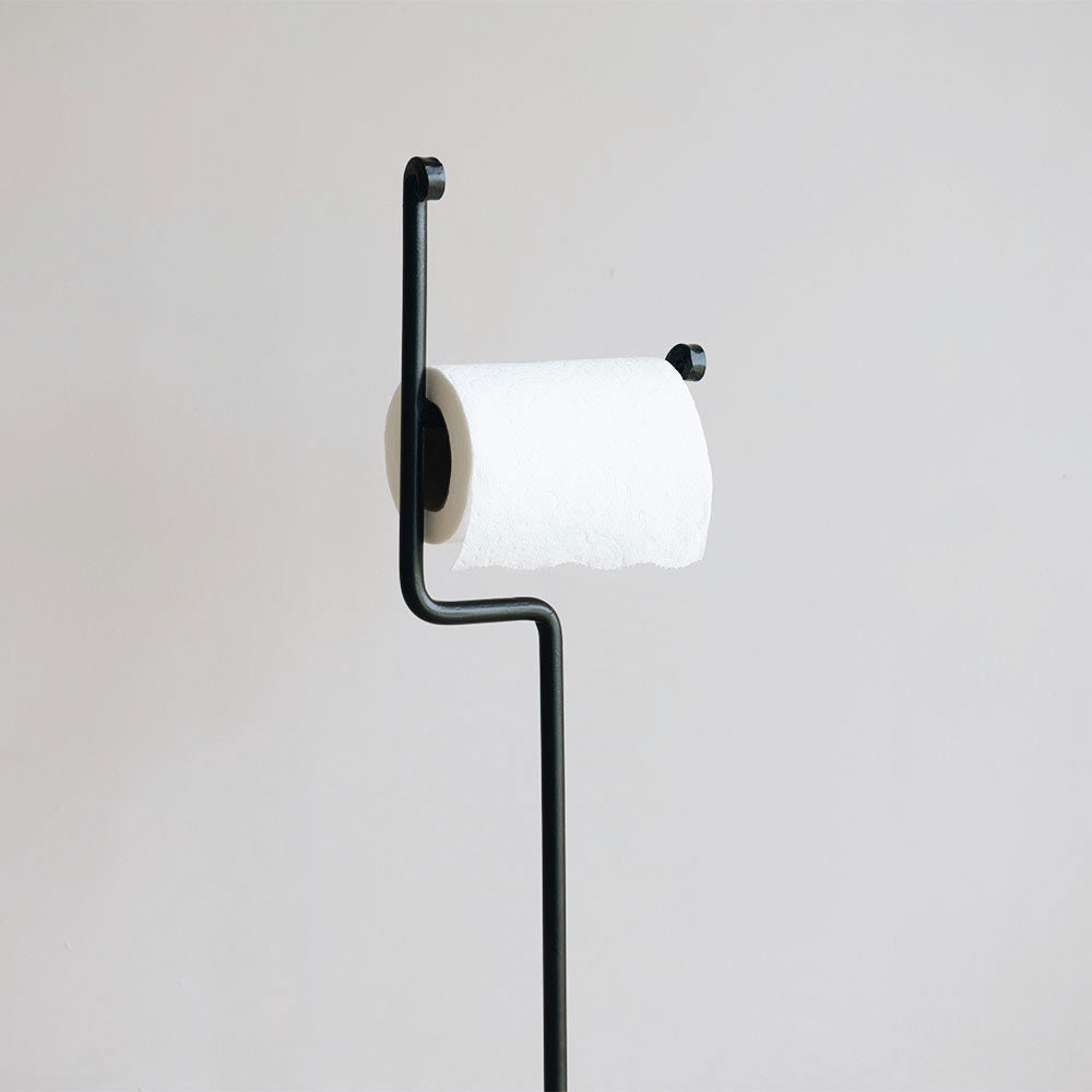 Sturdy Standing Iron Toilet Paper Holder - Bathroom Tissue Roll Stand with Heavy Duty Base - Perfect for Home, Office, and RV Use