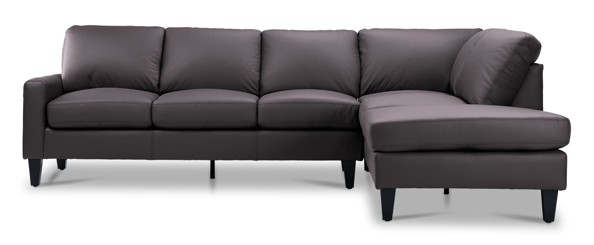 Premium Chito Leather 2-Piece Sectional Sofa with Right-Facing Chaise in Mocha Brown - Modern Living Room Furniture for Comfortable Lounging & Entertaining