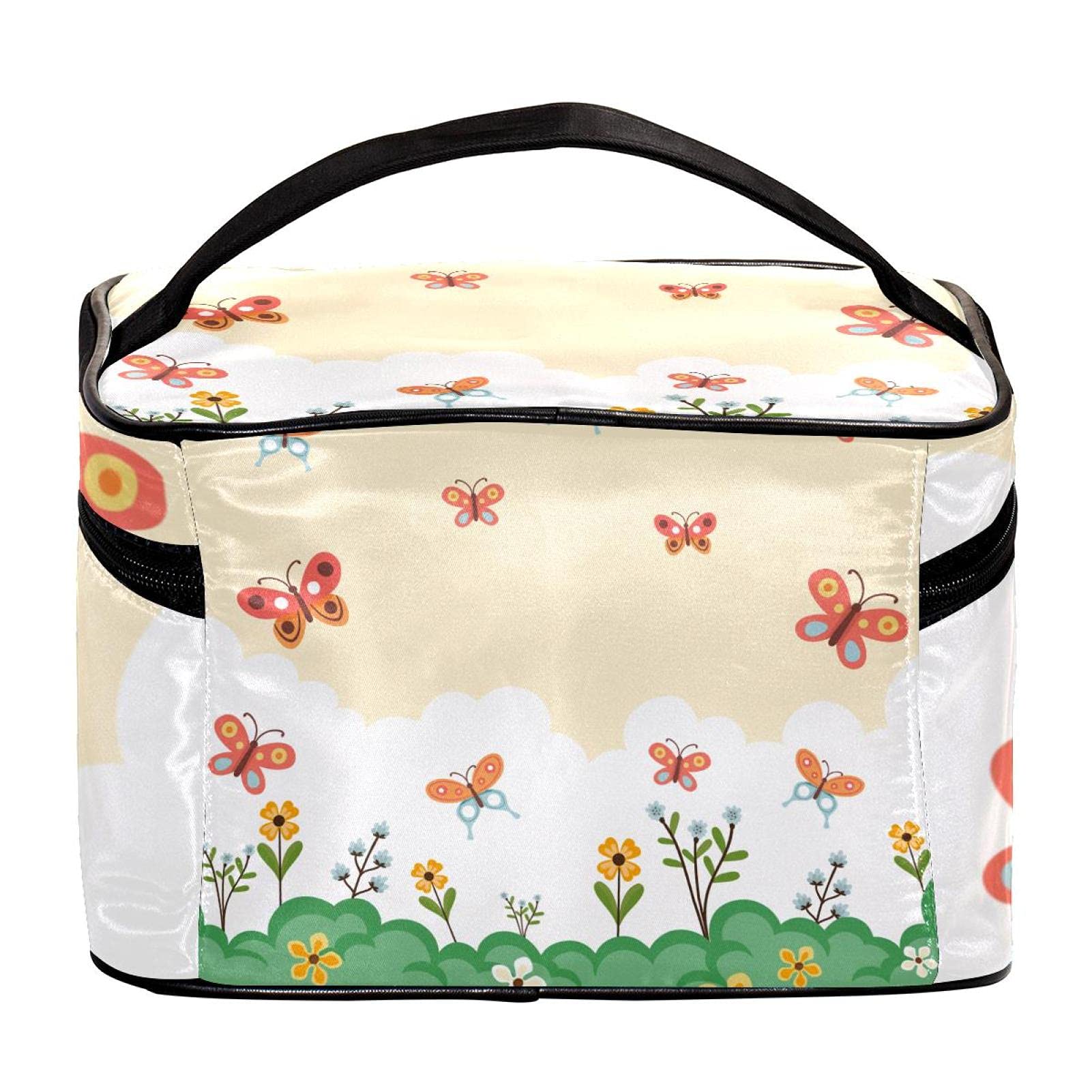 Stylish Large Flying Butterflies Floral Cosmetic Bag - Travel Makeup Organizer with Zipper for Women & Girls | Perfect for Toiletries, Makeup Storage & Weekend Getaways