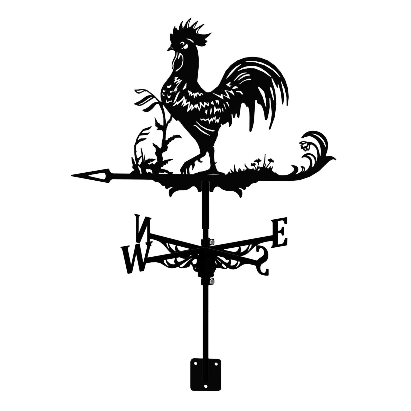 Vintage Rooster Wind Vane - Black Weathervane with Directional Indicator for Outdoor Garden, Farmhouse, or Barn Decor - Perfect for Roof, Yard, and Patio Decoration