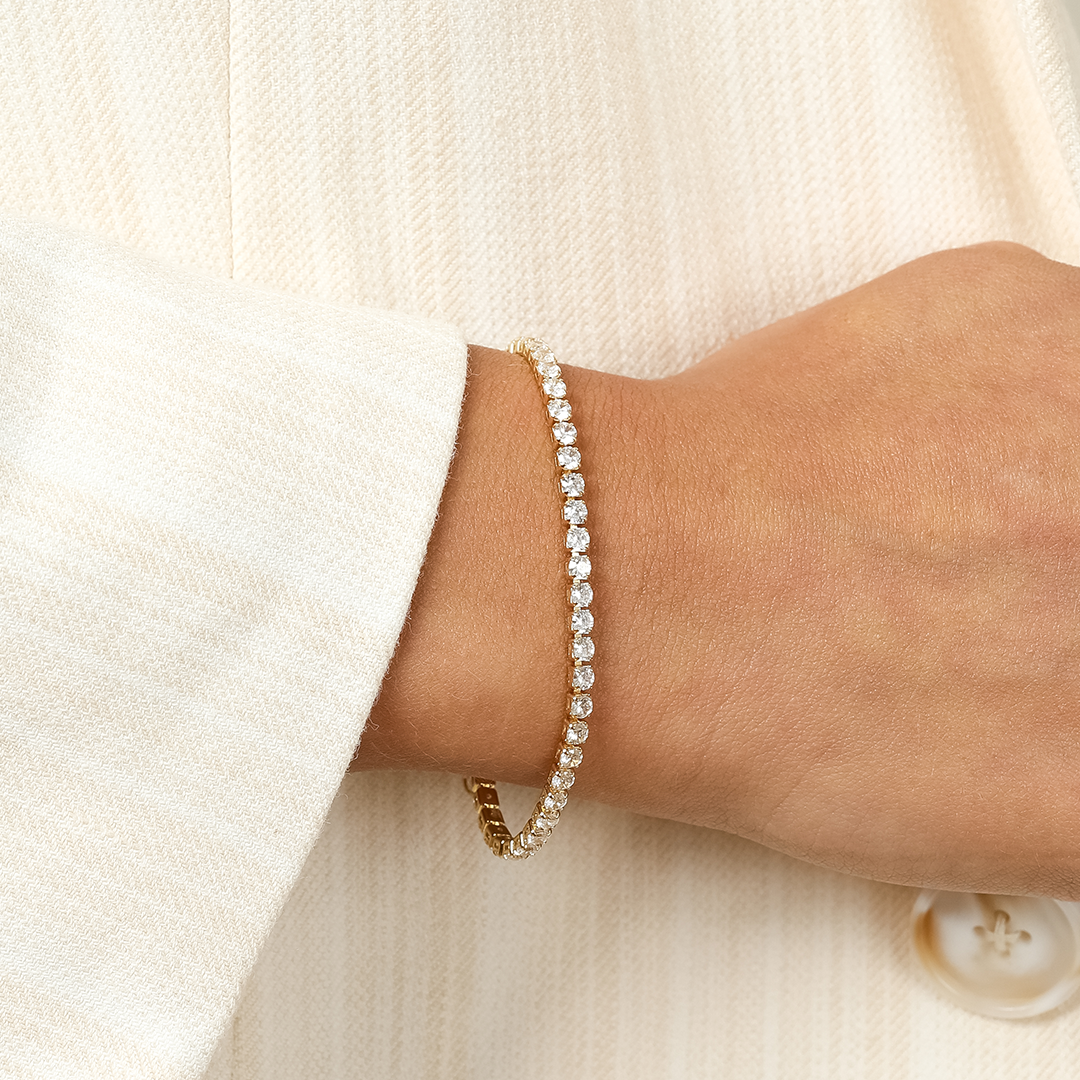 Anna Tennis Bracelet for Women - Elegant 14K Gold Plated Cubic Zirconia Tennis Bracelet - Perfect for Weddings, Parties & Everyday Wear