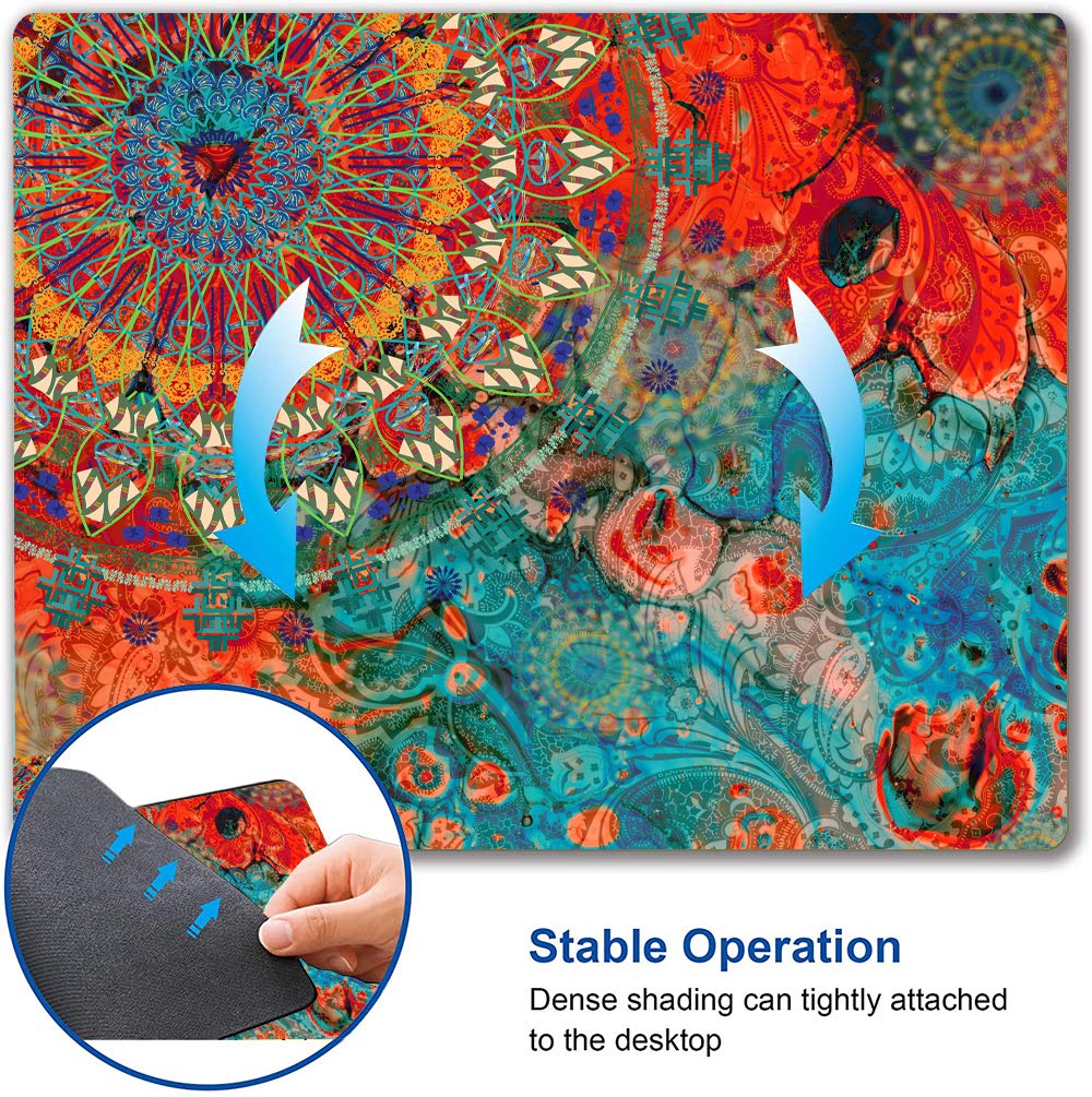 Mandala Flower Mouse Pad - Non-Slip Rubber Base, Waterproof Square Mousepad for Office & Laptop (9.5