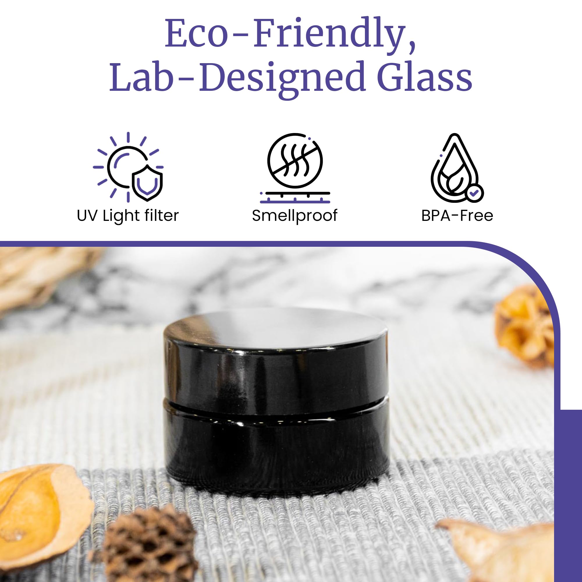 30ml (1 fl oz) Black UV-Protected Refillable Glass Cosmetic Jars - Screw Top Travel Bottles for DIY Beauty, Creams, Ointments & Samples (Pack of 10) | Perfect for Travel, Skincare Storage & Sample Packaging