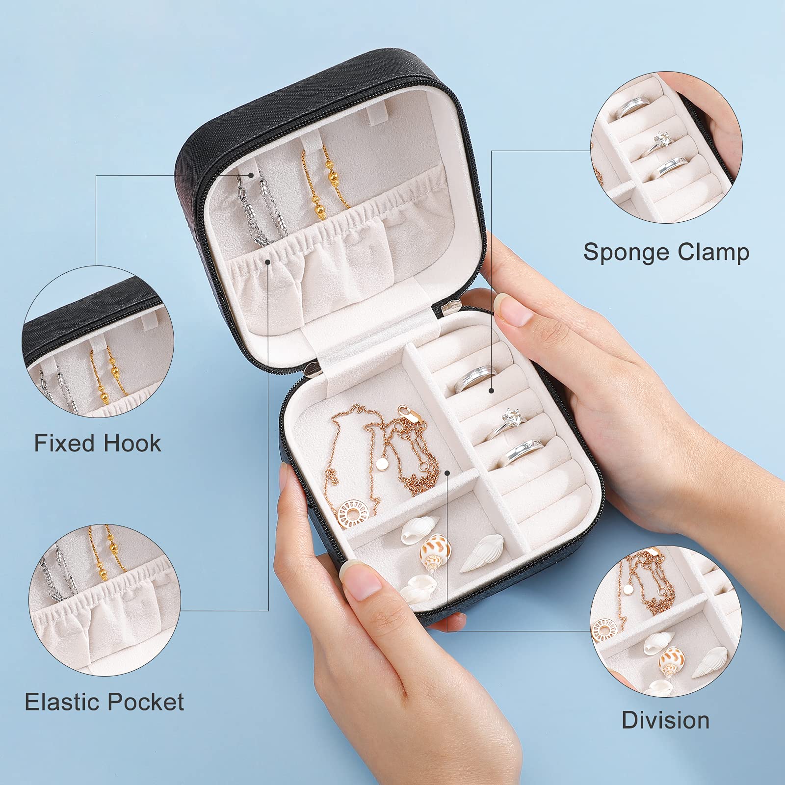 Personalized Leather Jewelry Box for Women - Custom Name & Text Travel Jewelry Organizer Case, Ring Storage Box - Perfect Gift for Girls & Women, Ideal for Travel, Home & Office Use