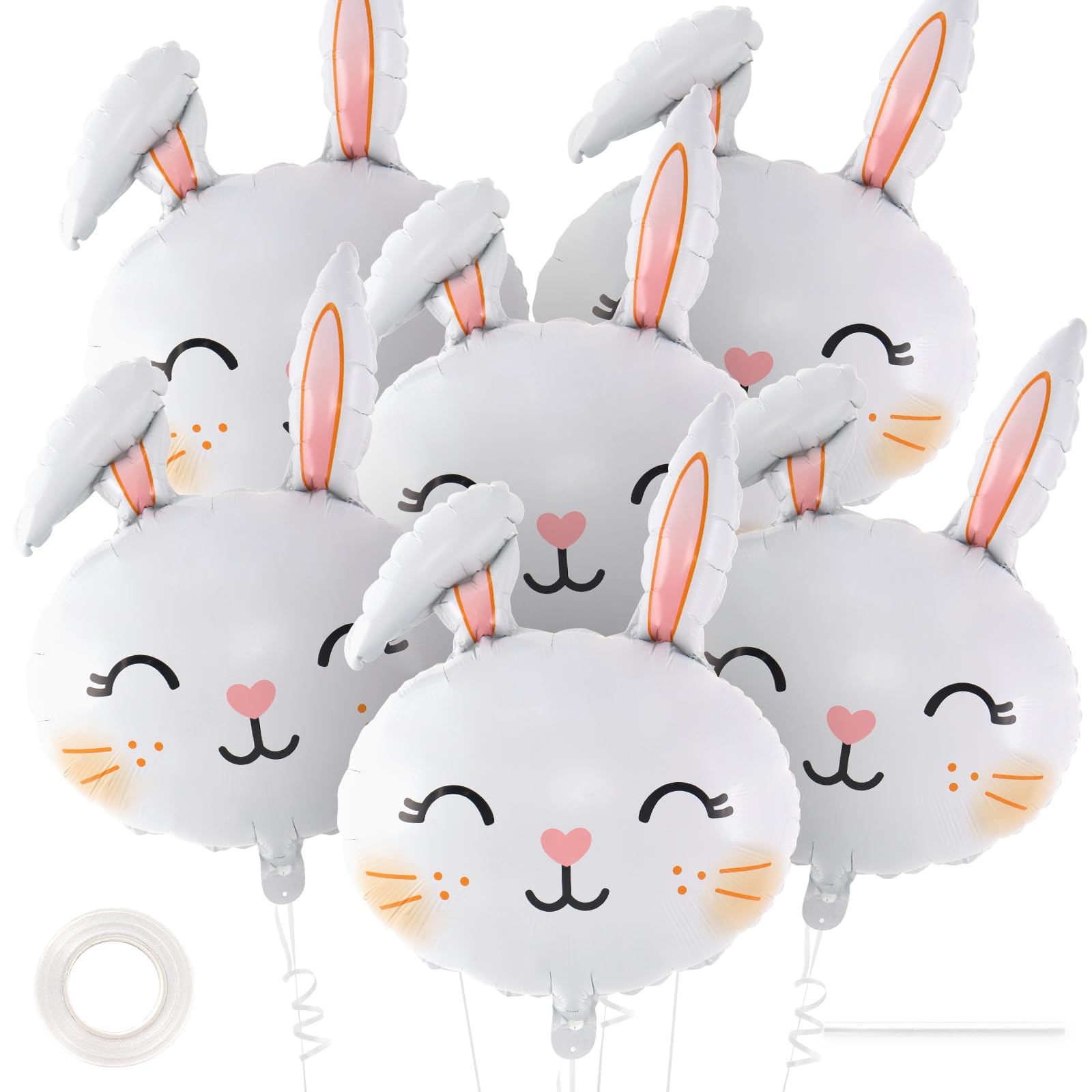 6 Pcs Easter Bunny Balloons - Giant White Rabbit Foil Balloons for Easter Party Decorations, Birthday, Baby Shower & Spring Celebrations - Perfect for Indoor/Outdoor Party Decor, Photo Backdrops & Festive Home Decor
