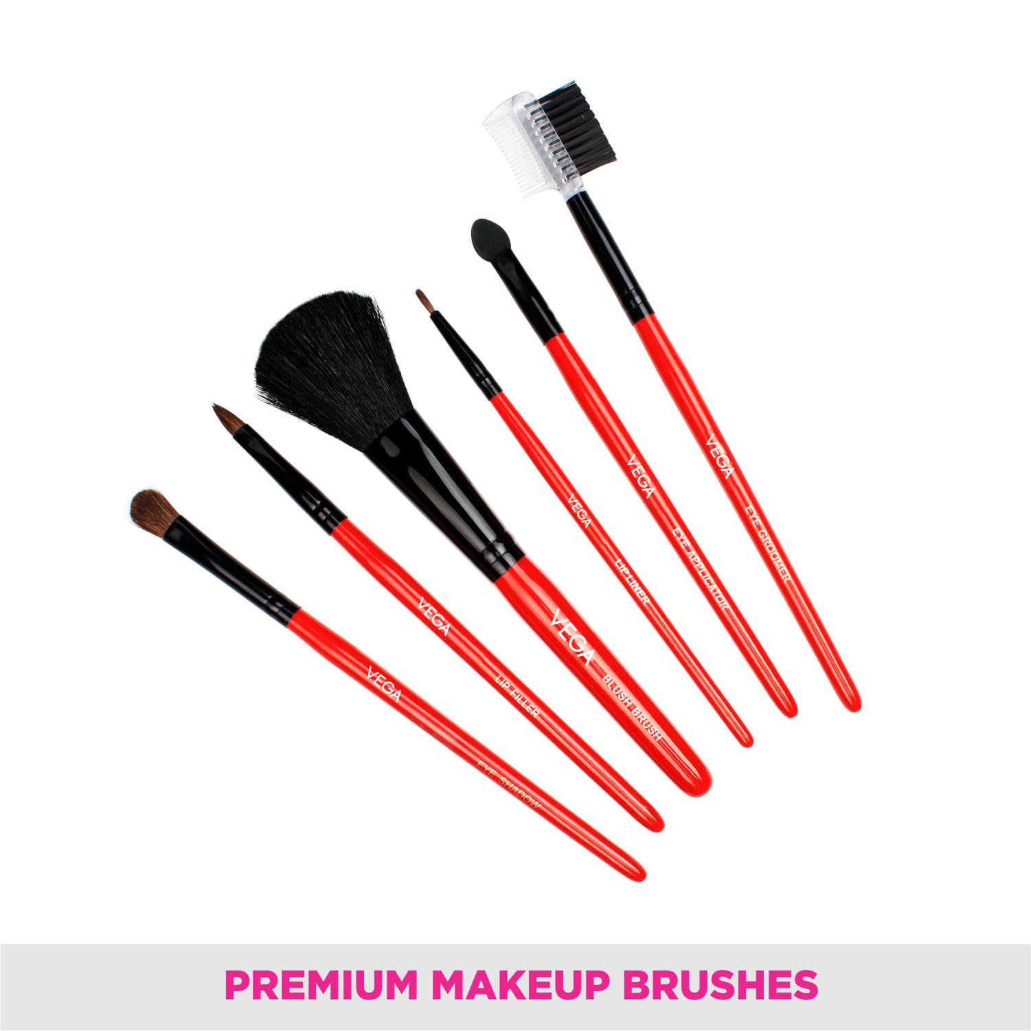 Vega Set of 6 Professional Makeup Brushes - Soft Synthetic Bristles for Foundation, Blush, Eyeshadow & More | Perfect for Everyday Makeup, Travel & Professional Use