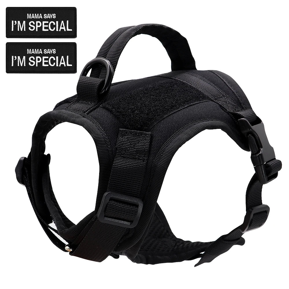 Military Tactical Cat Harness Vest with Adjustable Straps & Reflective Stickers - Escape Proof Pet Safety Gear for Outdoor Adventures, Hiking & Camping