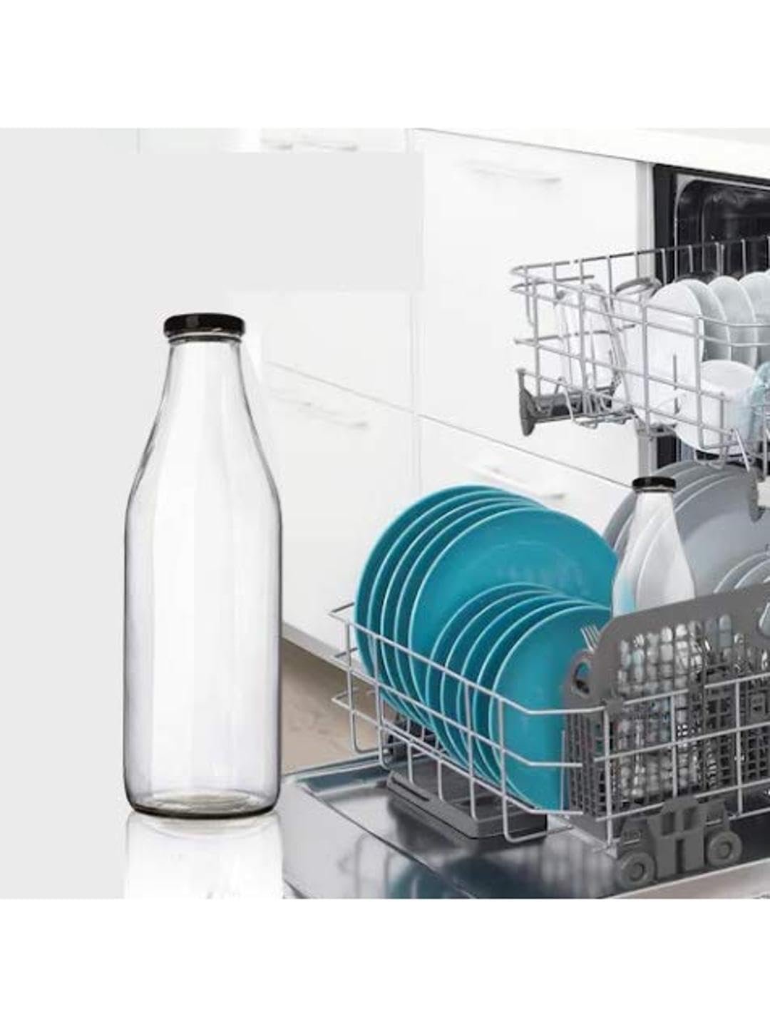 Premium 200ml Glass Storage Bottle with Airtight Metal Lid - Food Grade, BPA-Free, Odor & Stain Resistant for Water, Milk, Juice & More (5.5 x 5.5 x 17cm) - Perfect for Kitchen, Office, Picnics & Meal Prep