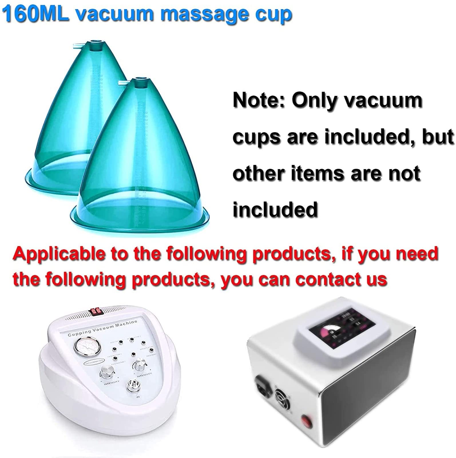 Large Vacuum Cupping Therapy Cups (160ML) - 1 Pair Body Shaping Massager for Butt & Hip Enhancement, Blue - Professional Suction Cups for Cellulite Reduction & Muscle Relaxation - Perfect for Home Spa, Physical Therapy & Beauty Treatments