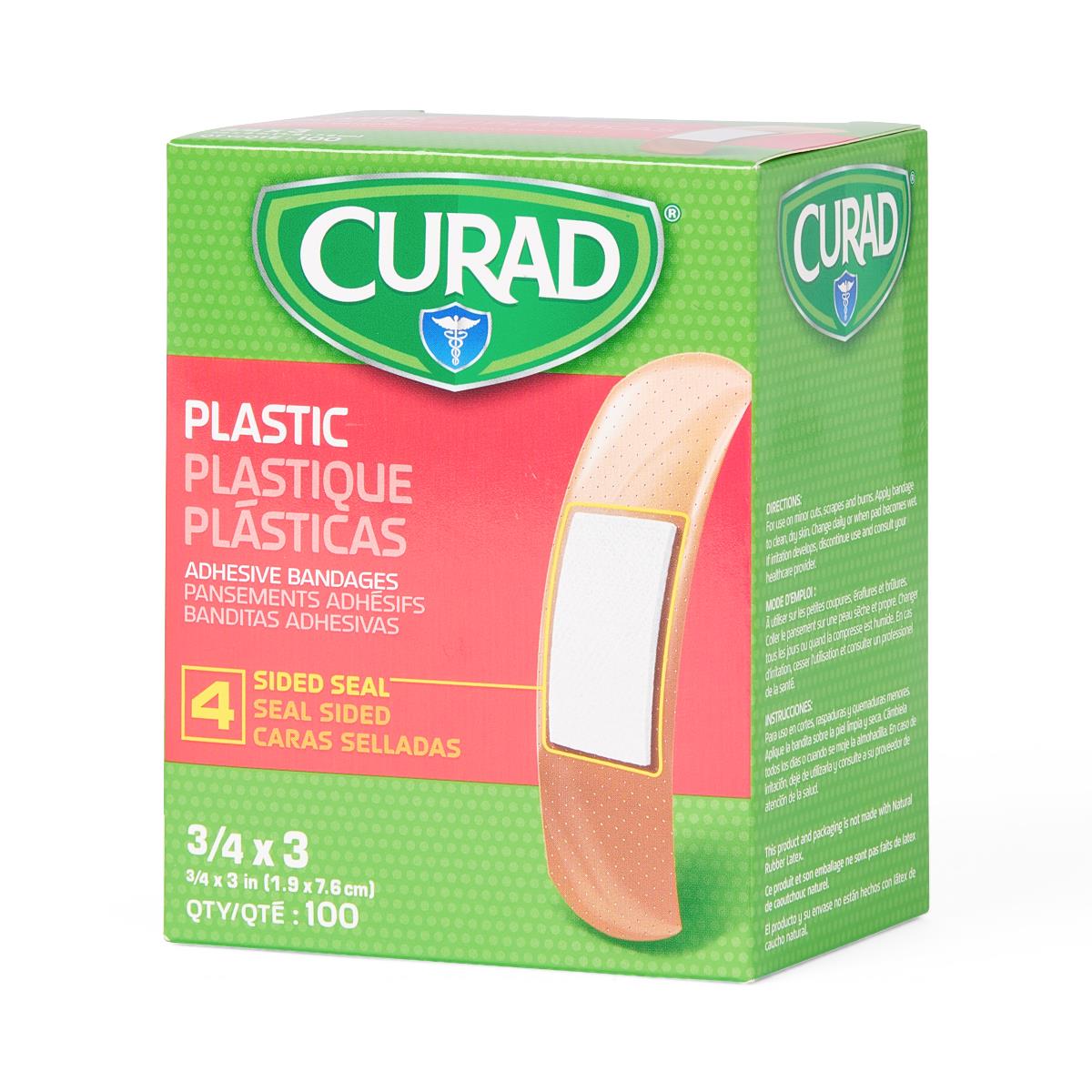 100 Count Plastic Adhesive Bandages - Waterproof First Aid Bandages for Cuts, Wounds & Blisters - Ideal for Home, Office & Travel First Aid Kits