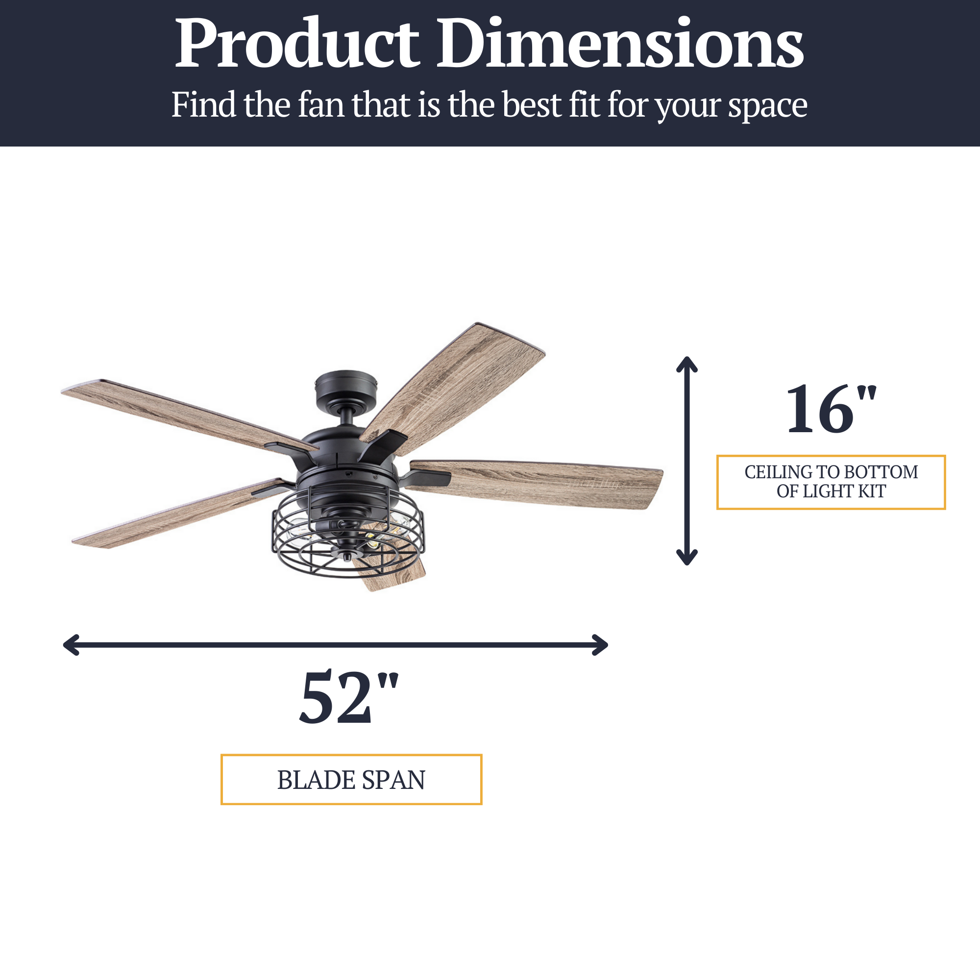 52 Inch Matte Black Remote Control Ceiling Fan with Light - Quiet, Energy Efficient, Modern Design for Bedroom, Living Room, and Office