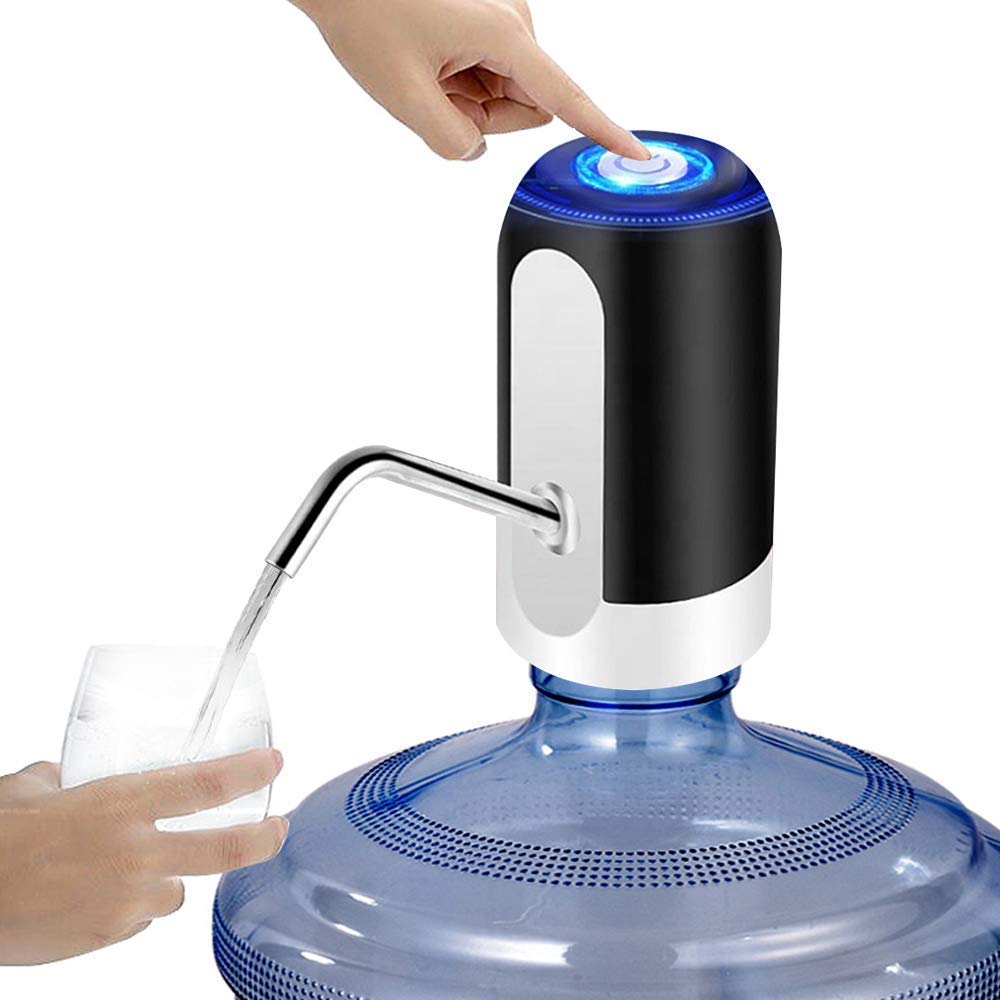 Automatic Wireless Water Dispenser Pump - Dual Motor, Built-in Rechargeable Li-ion Battery - Black & White - Perfect for Home, Office, and Travel Use
