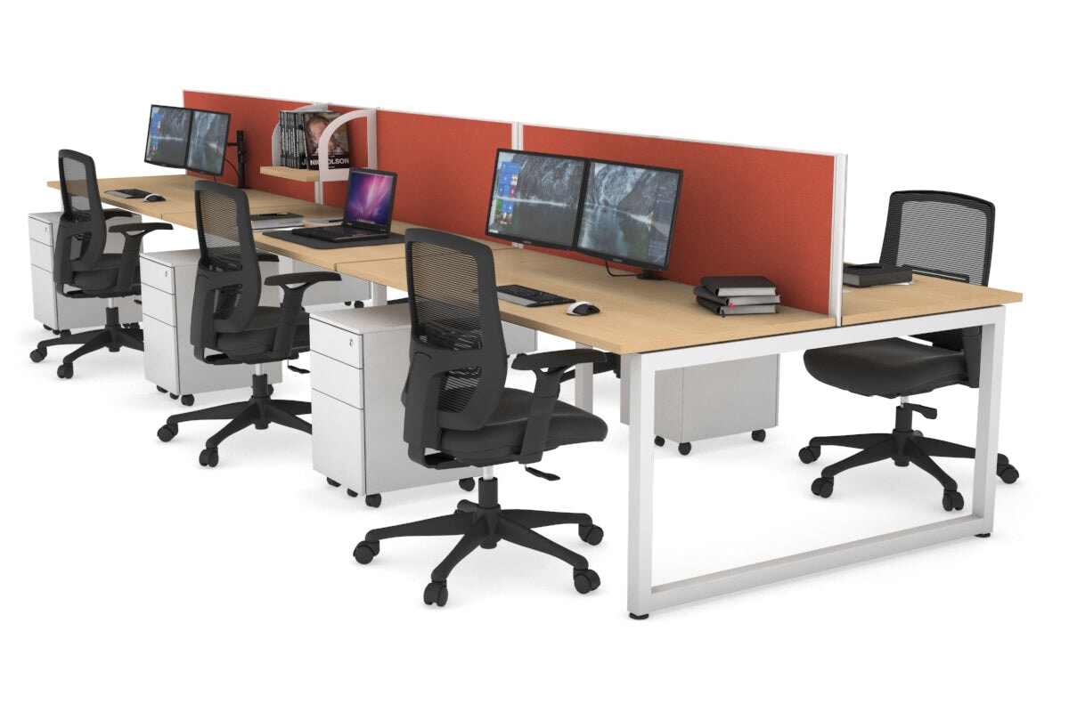 Quadro Loop Legs 6-Person Office Workstation Desk [1800L x 700W] - Modern Collaborative Workspace Solution for Team Projects & Open Office Layouts