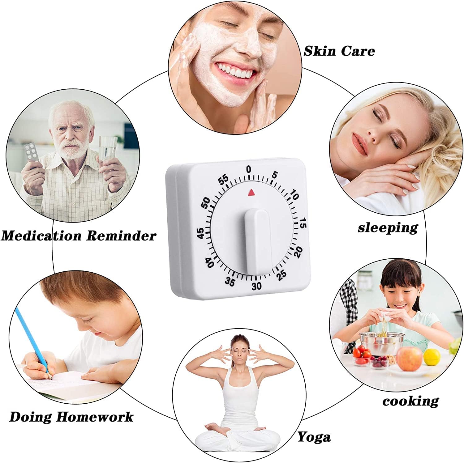 JUSTAKEIT 60-Minute Mechanical Kitchen Timer - Loud Alarm, Manual Countdown Clock for Baking, Cooking & Study - Perfect for Home, Office & Classroom Use