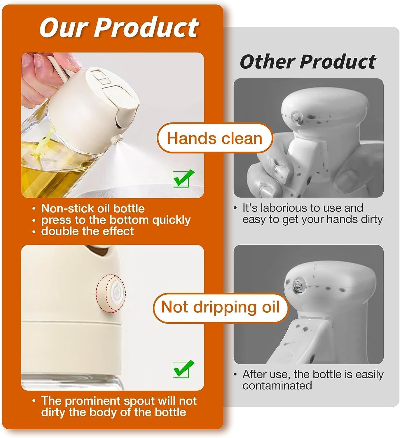 DECRUZ 2-in-1 Oil Sprayer & Dispenser 500ml - Perfect for Cooking, BBQ, Air Fryer & Salad