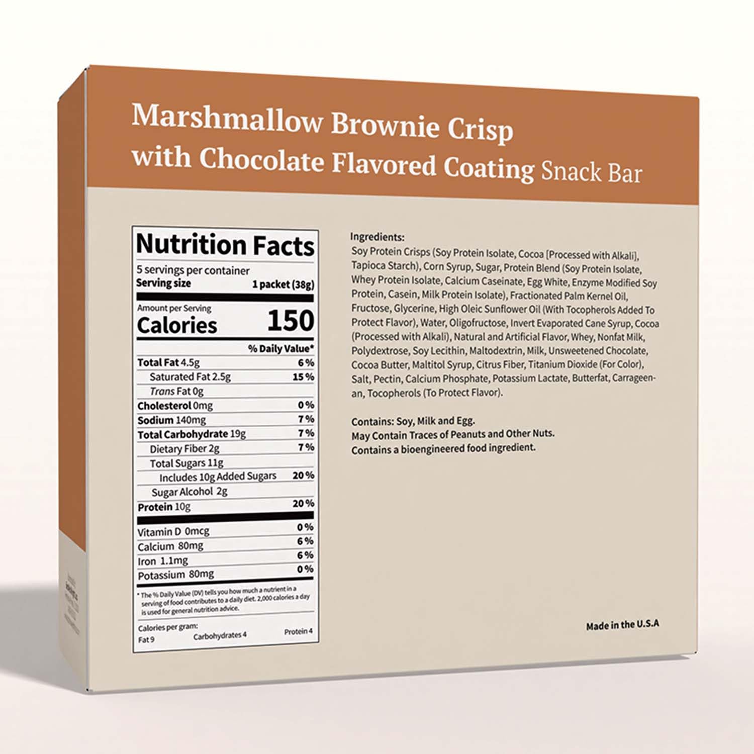 BestMed High Protein Snack Bars - 10g Protein, Low Carb, Low Sugar, Low Calorie for Weight Loss & Muscle Recovery - Marshmallow Brownie Crisp (4 Boxes, 28 Count) | Perfect for Gym, Hiking, Office Snacks & Keto Diet