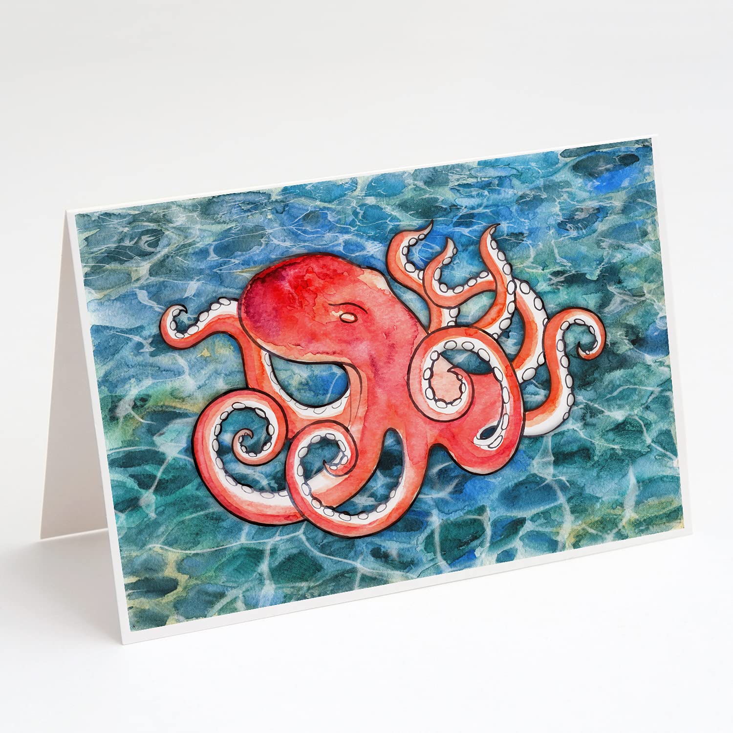Whimsical A7 Size 5x7 Blank Octopus Greeting Cards with Envelopes - Pack of 8 Blank Note Cards for Birthday, Thank You & Special Occasions | Caroline's Treasures BB5357GCA7P