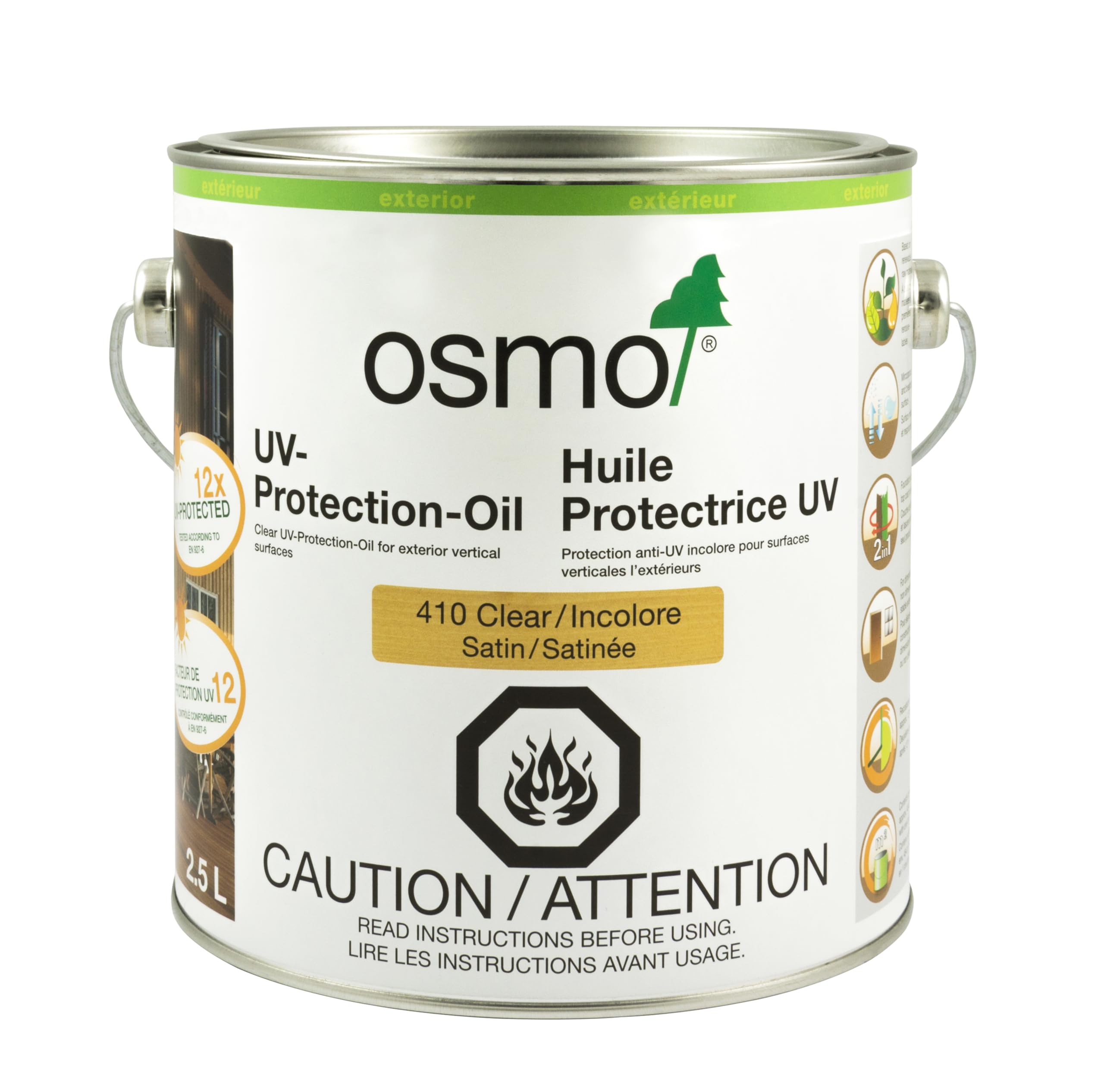 Osmo UV-Protection-Oil 420 Clear Extra (2.5L) - Premium Exterior Wood Oil for Vertical Surfaces - Protects Against Sun Damage & Weathering - Ideal for Fences, Decks & Outdoor Wood Structures