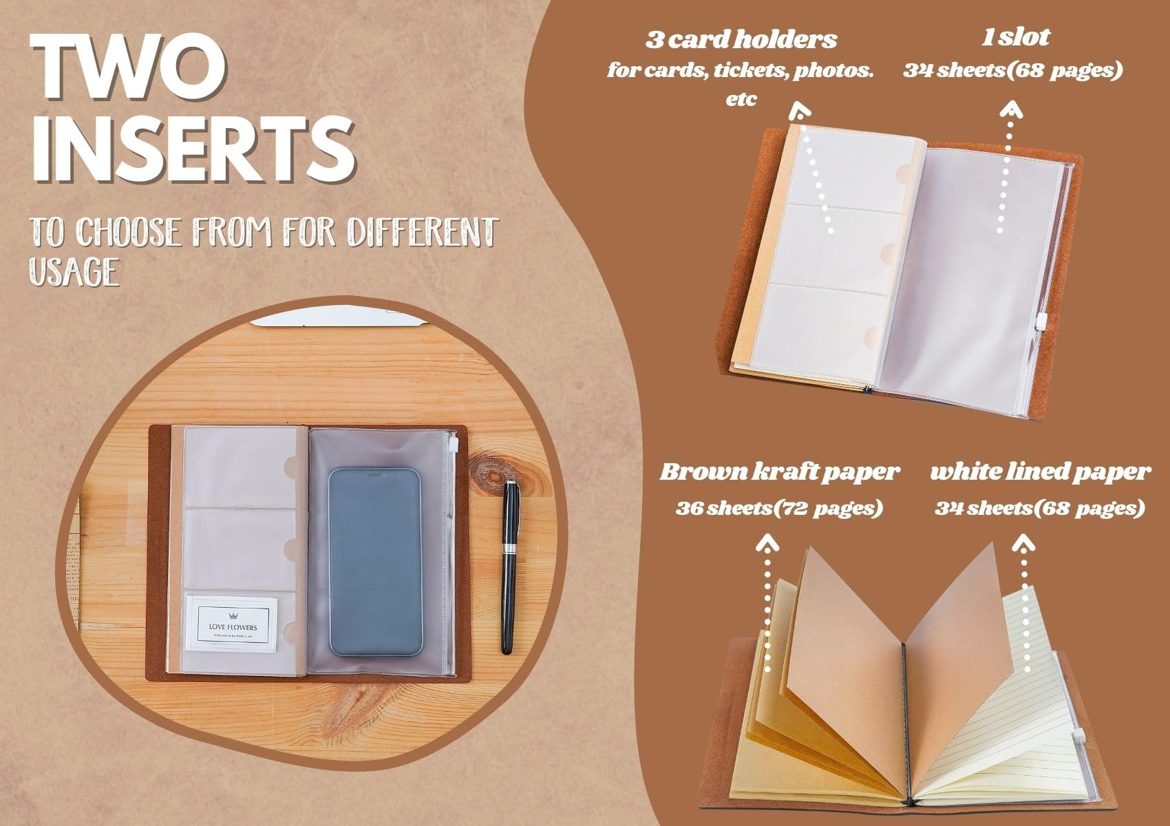 Personalized Leather Journal Notebook - Monogrammed Refillable Sketchbook & Travel Diary, 7x5 Inches Brown Lined Planner - Perfect Christmas, Birthday Gifts for Men & Women - Ideal for Writing, Drawing & Travel Journaling