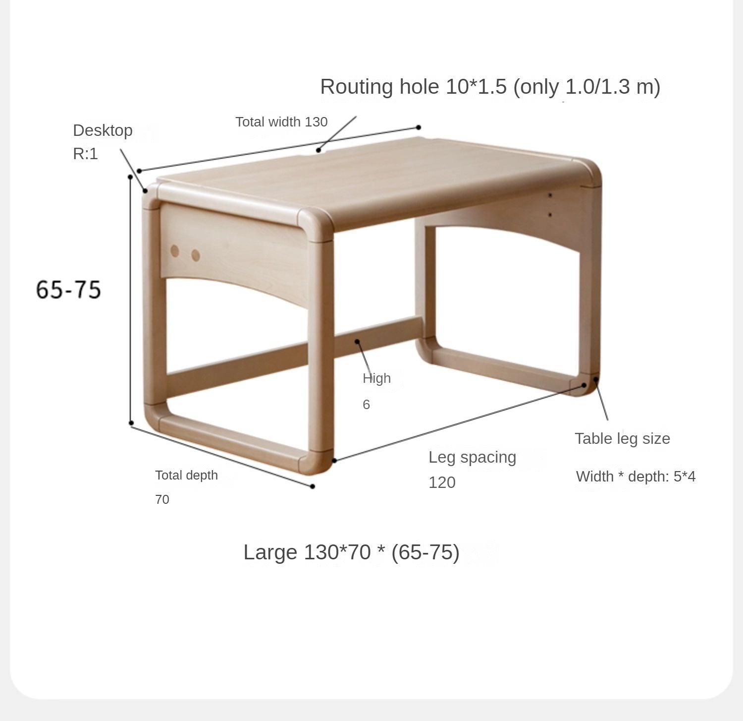 Handmade Solid Birch Wood Children's Writing Desk - Kids Study Table for Home & Classroom Learning Activities