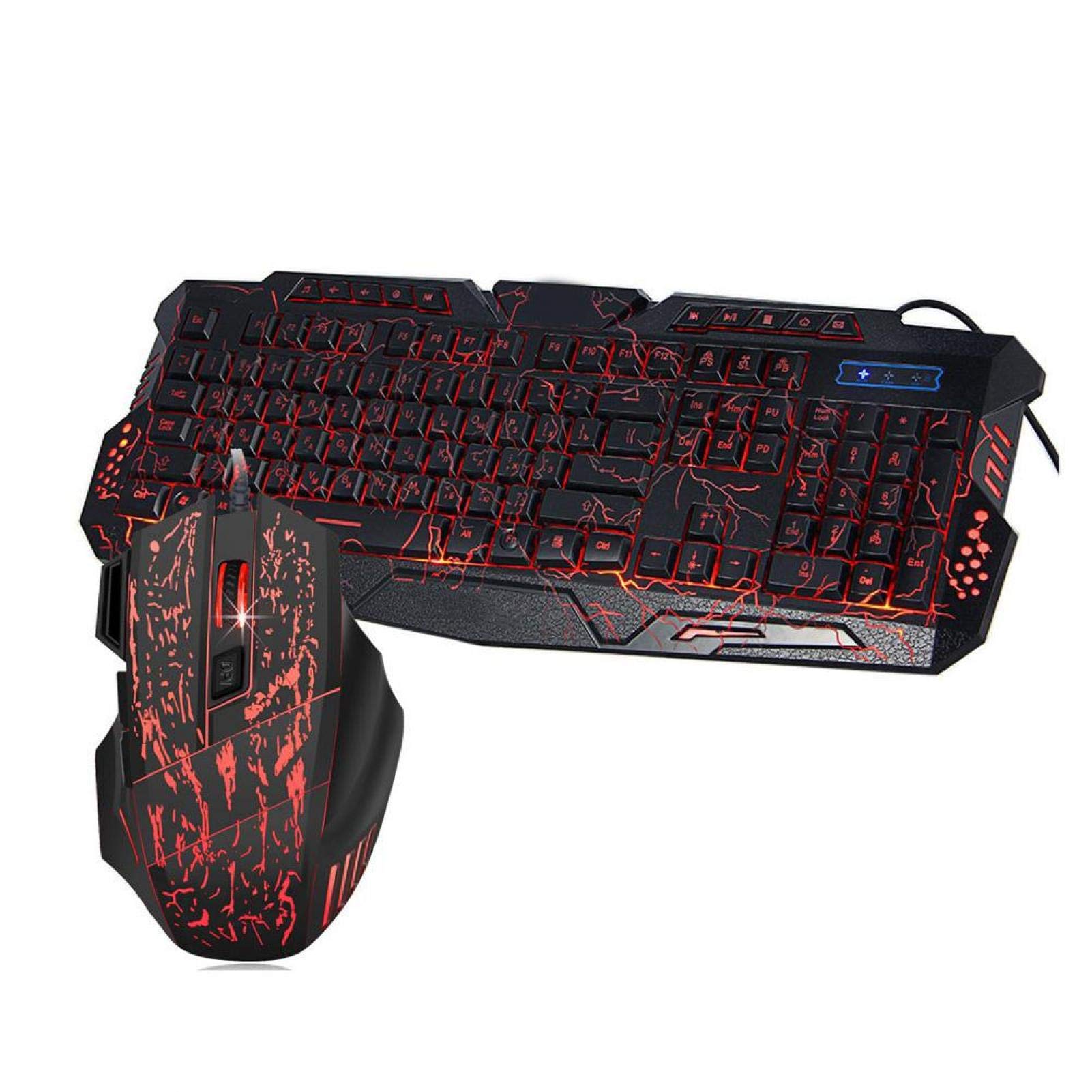 Colorful Backlit Wired Gaming Keyboard & Mouse Set - USB Mechanical for PC Gaming & Office Work