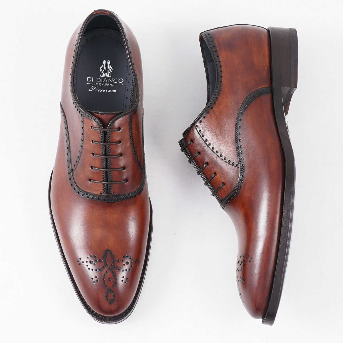 Di Bianco 'Ancona' Premium Museum Calf Leather Oxford Dress Shoes for Men - Perfect for Business, Formal Events & Weddings