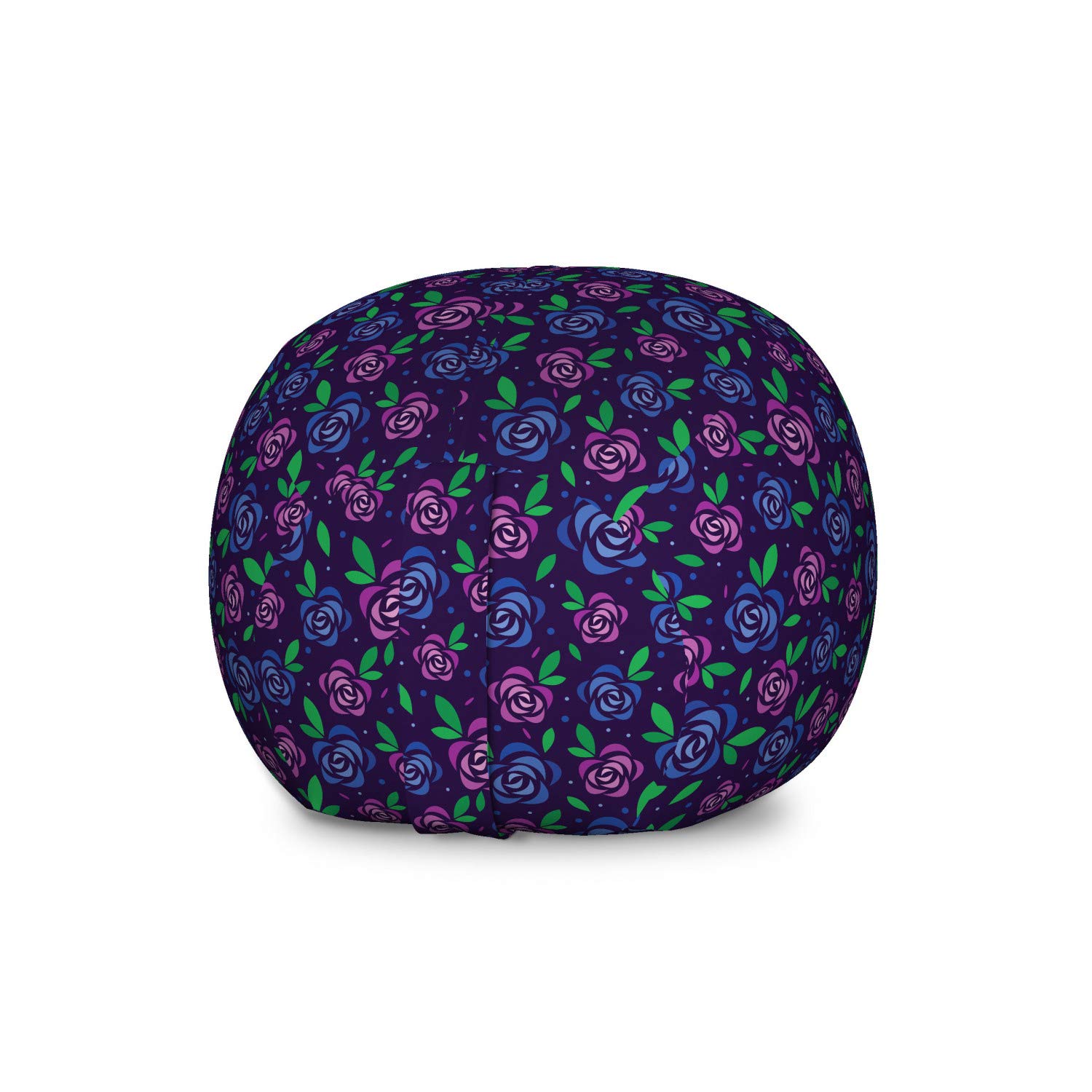 Ambesonne Large Dark Purple Toy Storage Bag Chair with Roses Silhouette Design - Washable Stuffed Animal Organizer for Kids Room, Playroom & Nursery - Violet Blue Multicolor Bean Bag Chair for Home Decor