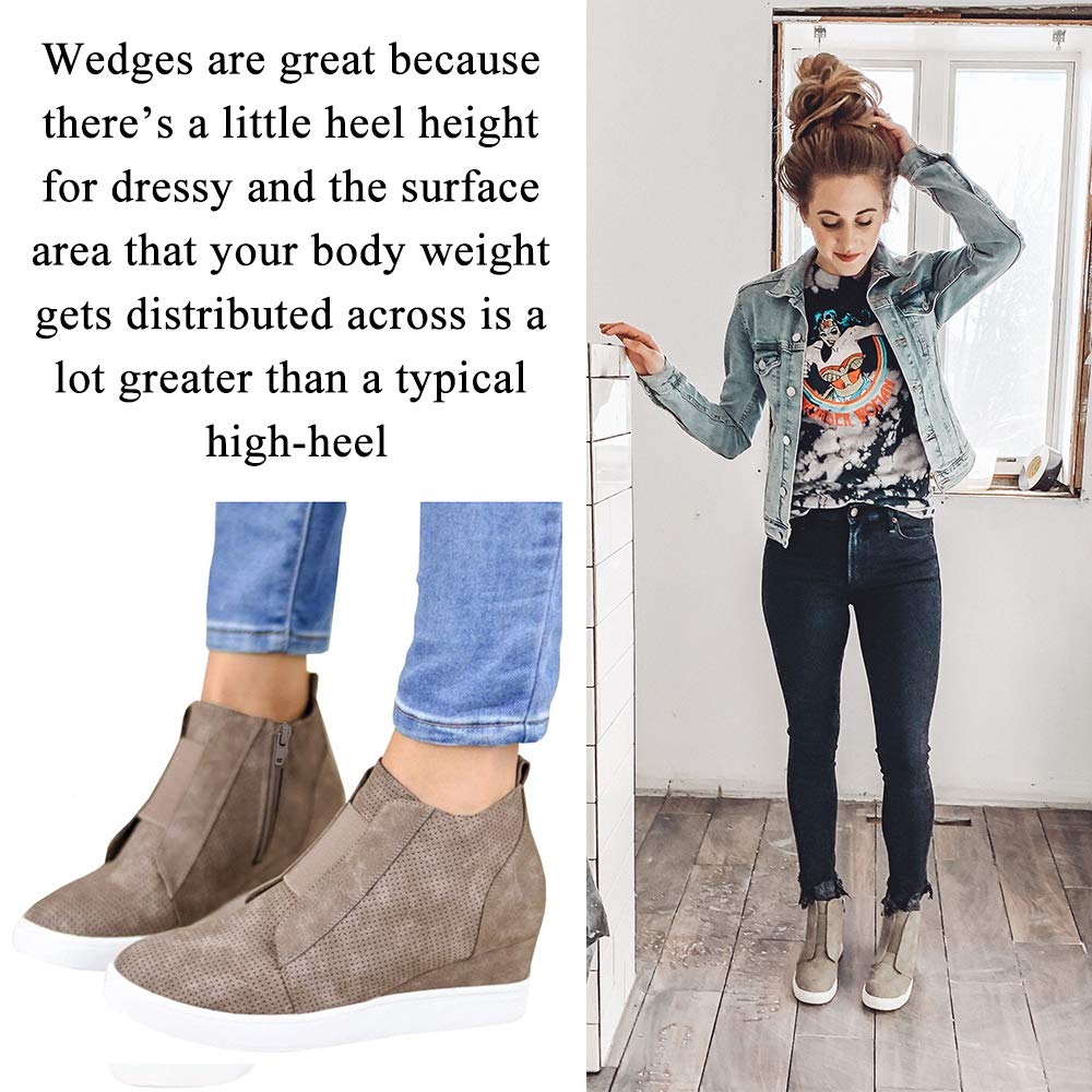Athlefit Women's Hidden Heel Wedge Sneakers - Comfortable Platform Booties for Walking, Work & Casual Wear | Stylish Wedgie Sneakers for Everyday Outfits