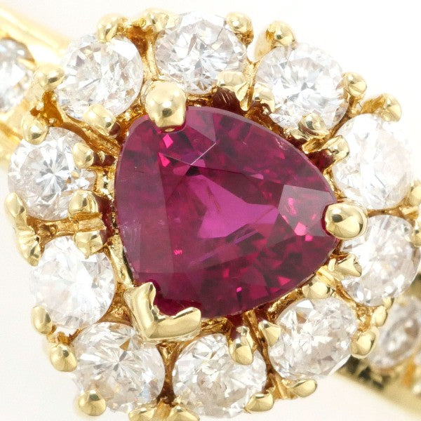 18K Yellow Gold Ruby Diamond Ring for Women - Elegant Vintage Style Engagement & Wedding Jewelry Gift - Perfect for Anniversaries, Proposals & Special Occasions