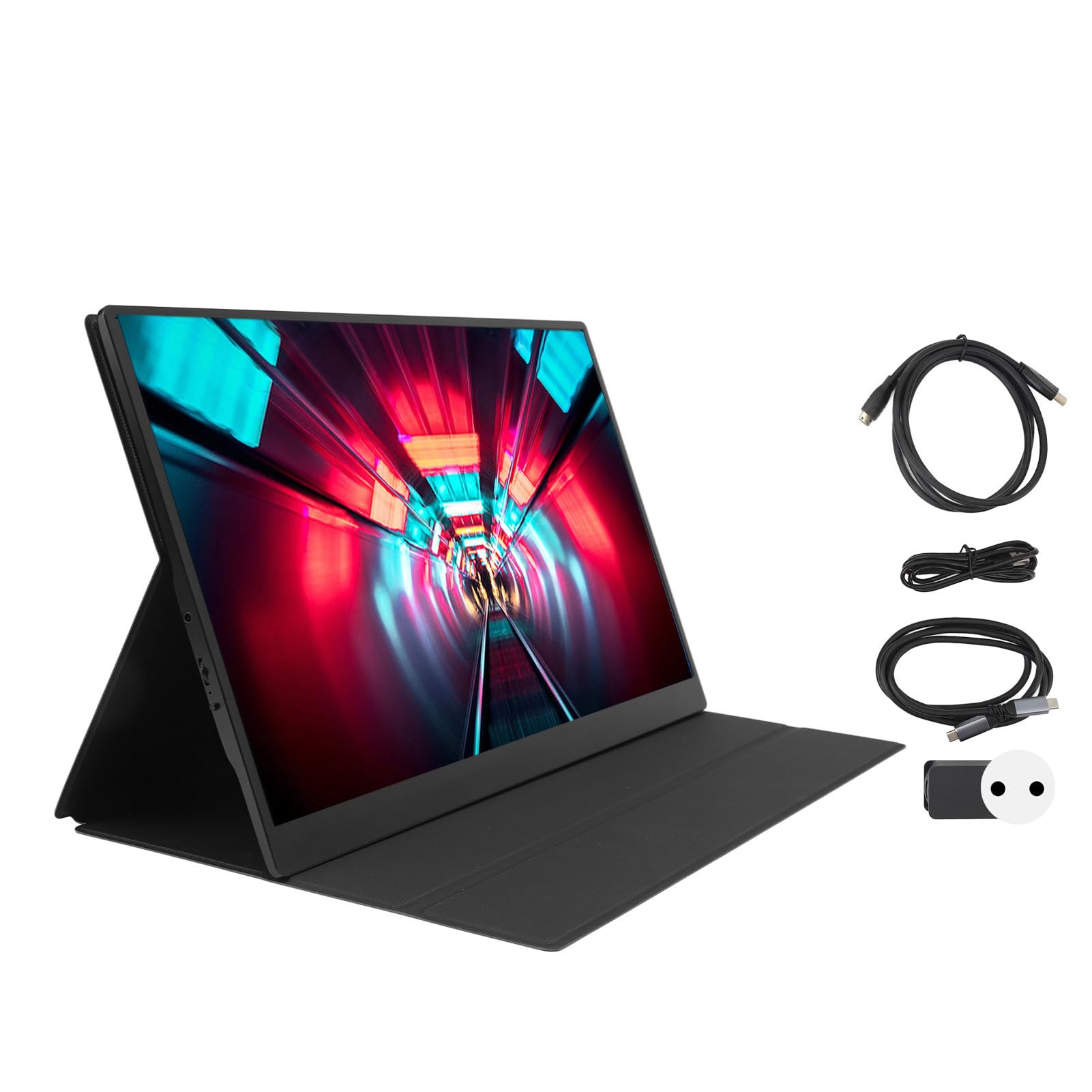 aqxreight 17.3 Inch Slim IPS Portable Monitor with FHD 1080P Display, Built-in Speakers, USB-C Plug & Play - Perfect for Laptop Extensions, Gaming, and Business Travel (EU Plug)