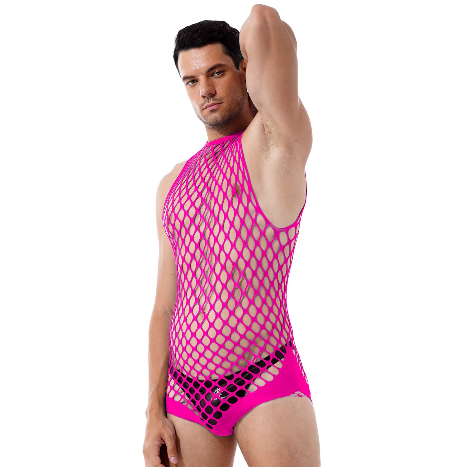 YiZYiF Men's One Piece Sissy Lingerie Fishnet Pantyhose Tights Bodysuit Stockings - Sexy Nightwear for Crossdressing, Cosplay & Role Play