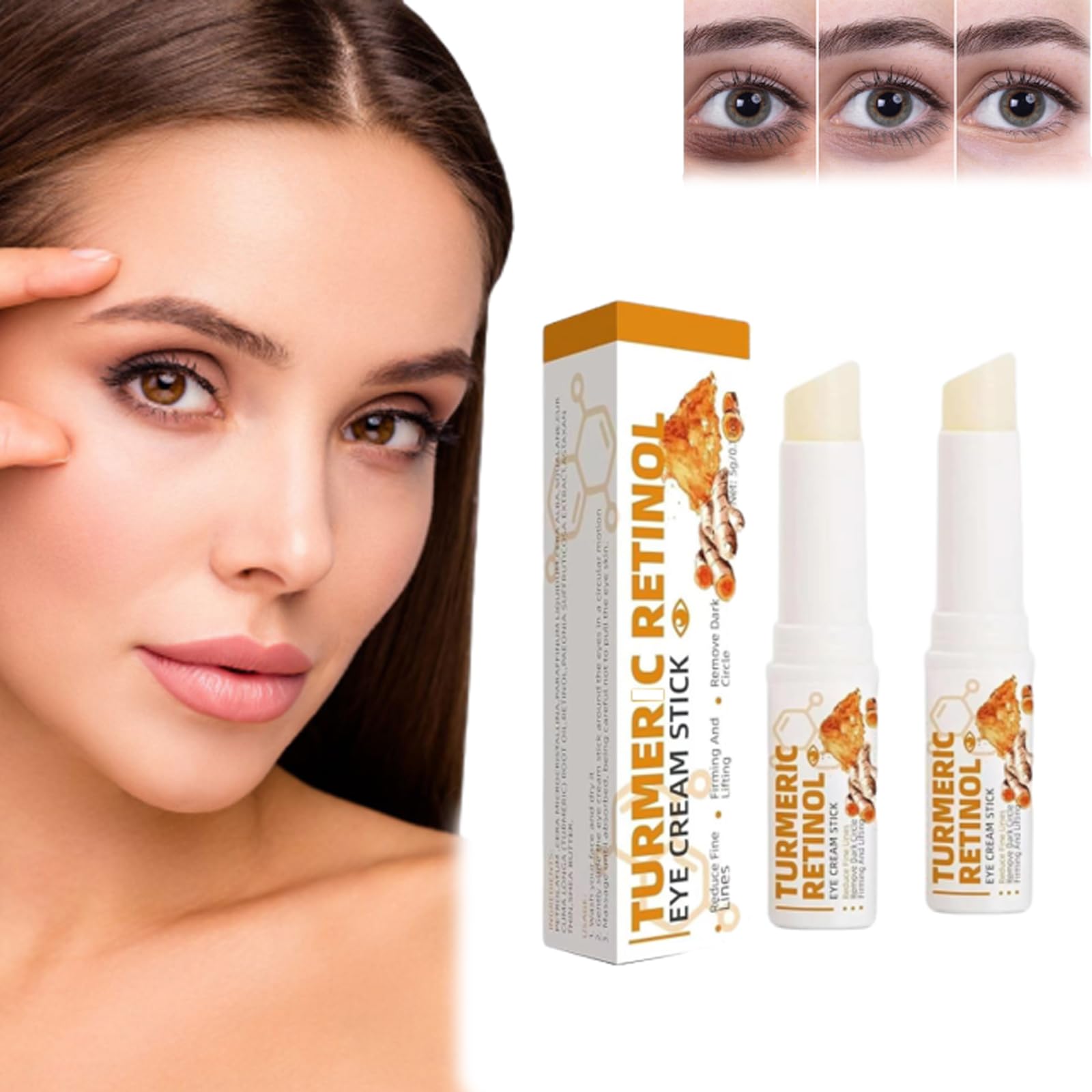 Lumibalm Under Eye Bags Treatment - Turmeric Eye Cream Stick (2 Pack) for Dark Circles & Puffiness - Perfect for Morning Routine & Travel Skincare