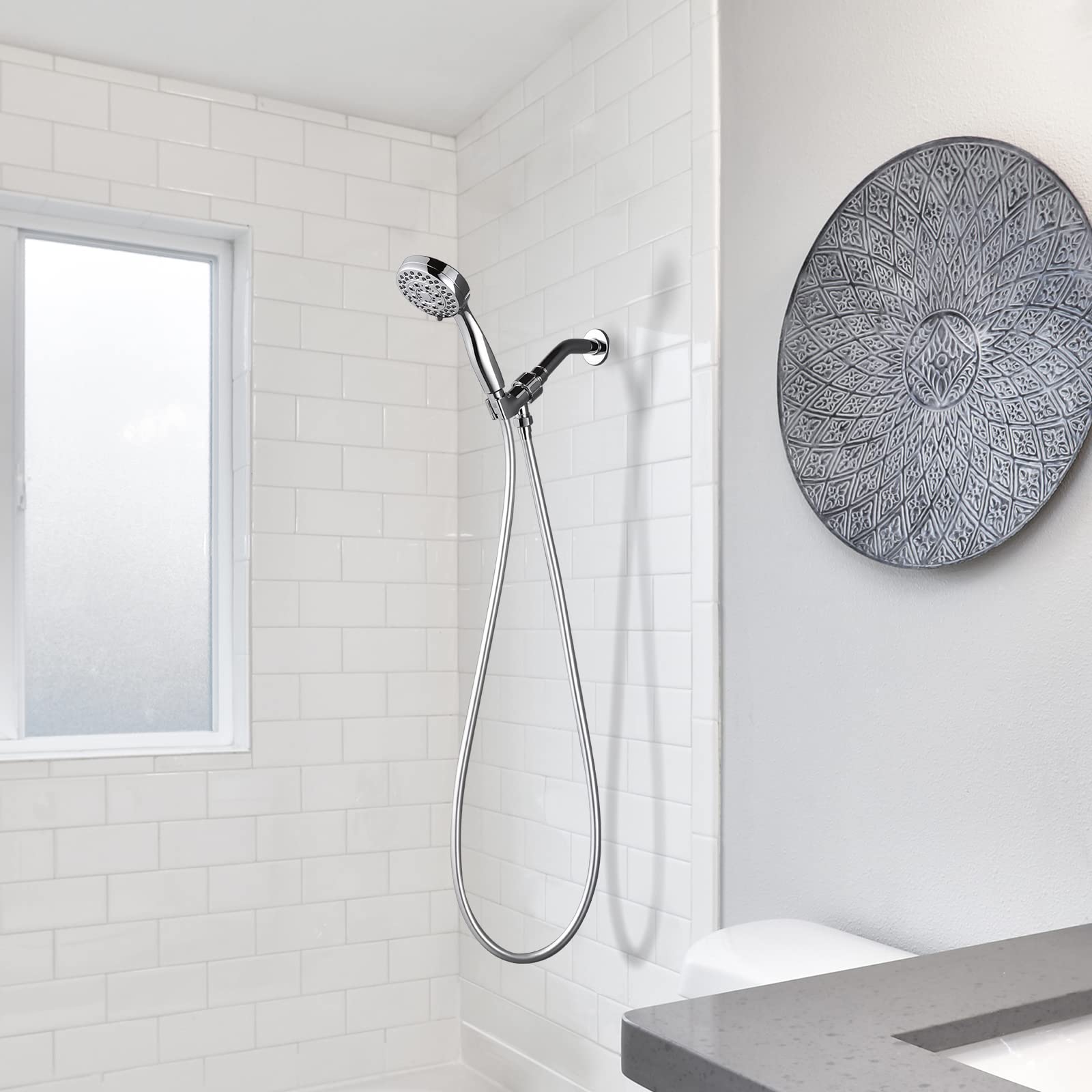 140 Inches Extra Long Shower Hose Extension - Chrome Handheld Shower Head Hose for Bathing, Pet Washing & Bathroom Cleaning - Perfect for Tall Showers, Toilet Cleaning & Dog Grooming