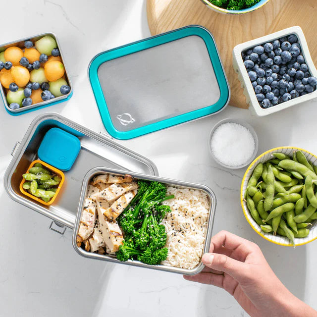 PlanetBox Explorer Leakproof Stainless Steel Lunch Box for Kids & Adults - Eco-Friendly, BPA-Free, Durable School & Work Lunch Container for Healthy Meals On-The-Go (Perfect for School, Office, Picnics & Travel)