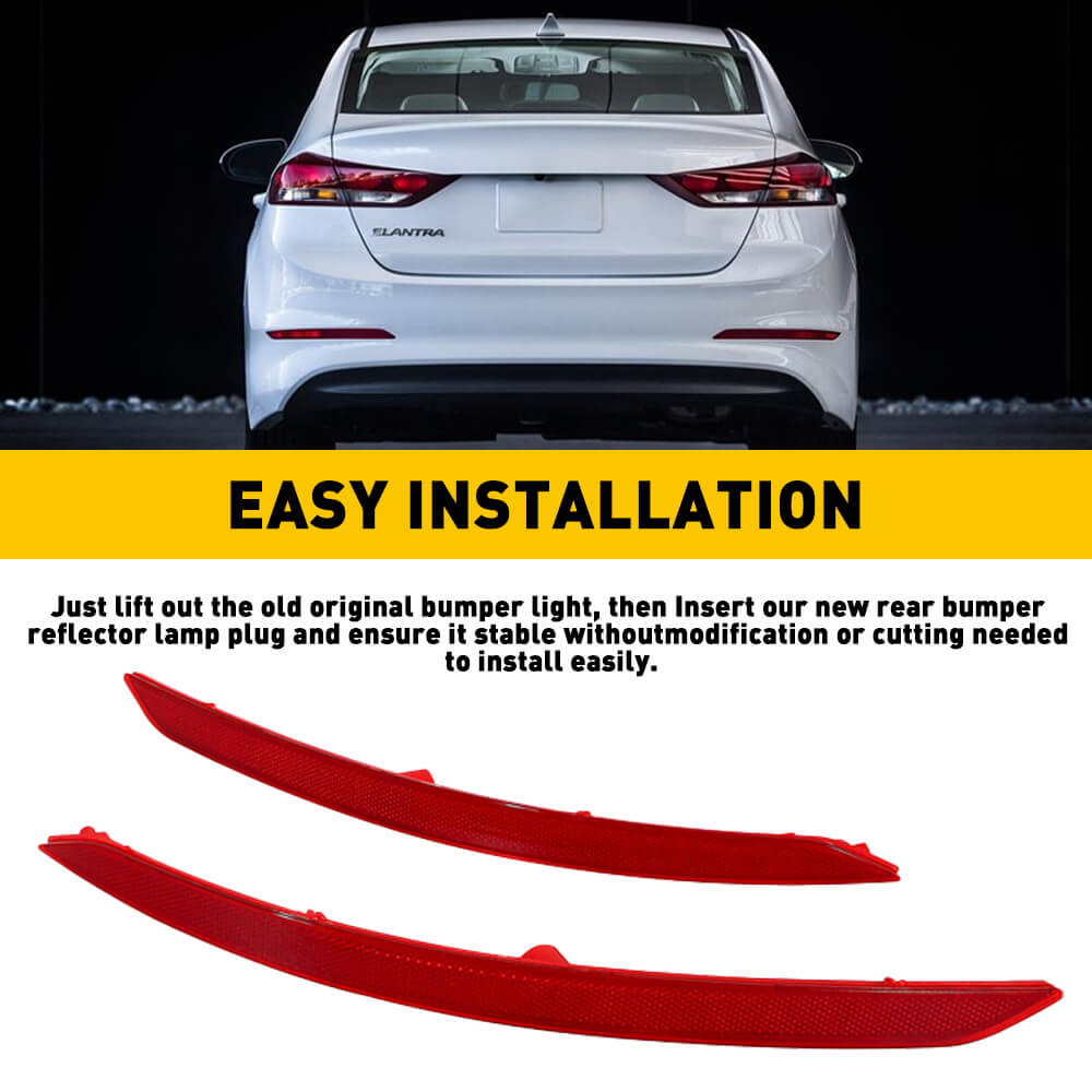 2017-2018 Hyundai Elantra Rear Bumper Reflector - Left & Right Side Replacement Parts for Improved Night Visibility | Perfect for Parking Safety and Roadside Emergencies