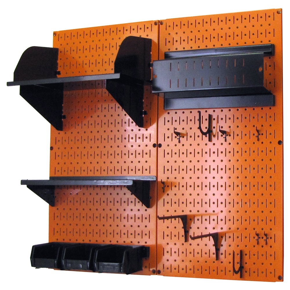Wall Control Craft & Hobby Pegboard Organizer Storage Kit with Orange Pegboard & Black Accessories - Perfect for Garage, Workshop & Craft Room Organization