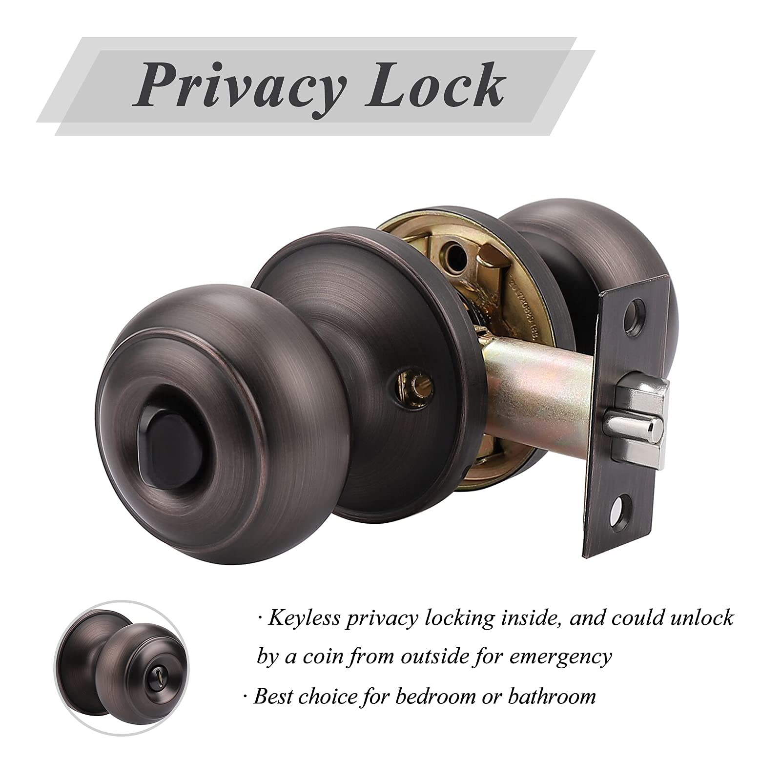 10 Pack Passage & 3 Pack Privacy Door Knobs Set - Oil Rubbed Bronze Round Interior Door Handles for Bedroom, Bathroom, Closet & Hallway - Durable & Stylish Home Hardware Upgrade